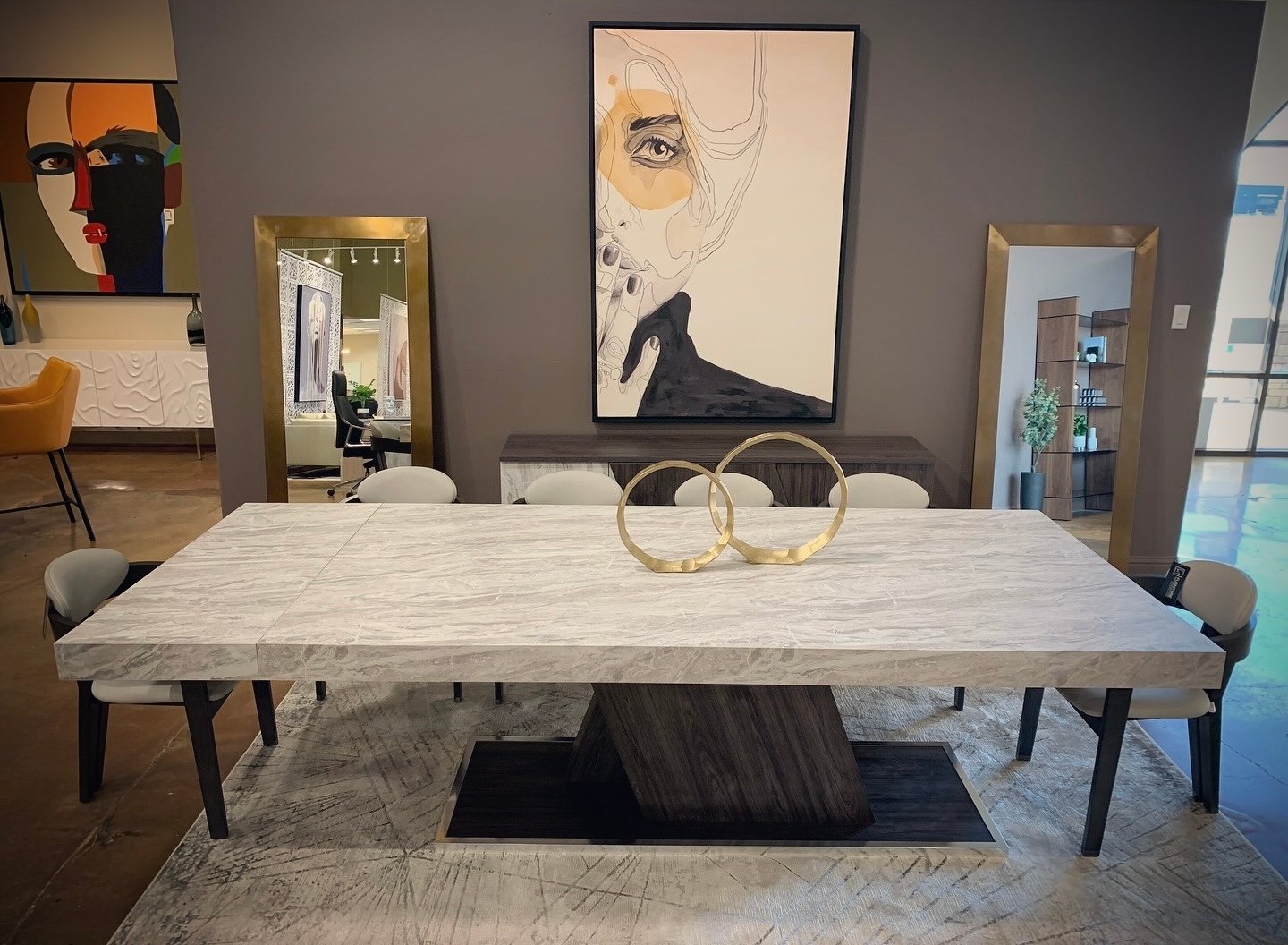 Nova Domus Cairo - Italian Modern Faux Marble & Pecan Elm Extendable Dining Table - Image 2