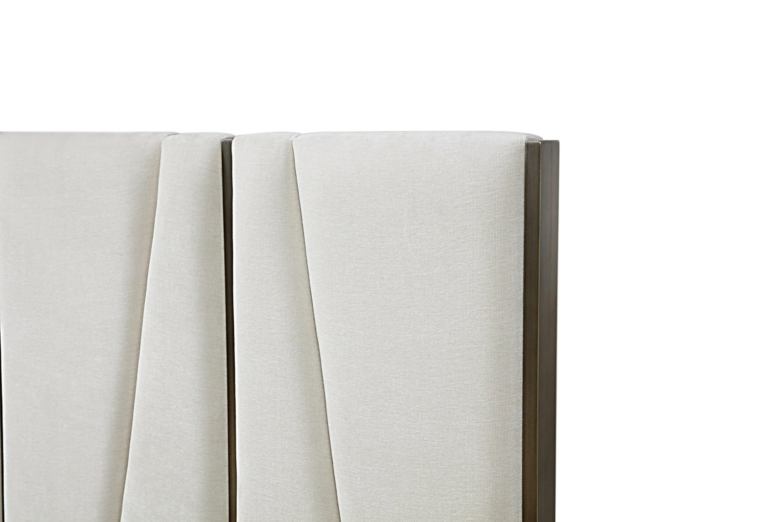 Modrest Nixa - Modern Beige Velvet + Brushed Bronze + Birch Bed + Nightstands-eastern - Image 4