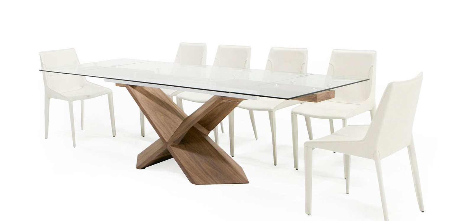 Modrest Scott - Modern Walnut and Glass Extendable 70.5"/106" Dining Table - Image 2