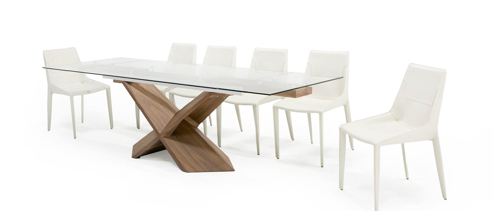 Modrest Scott - Modern Walnut and Glass Extendable 70.5"/106" Dining Table - Image 3
