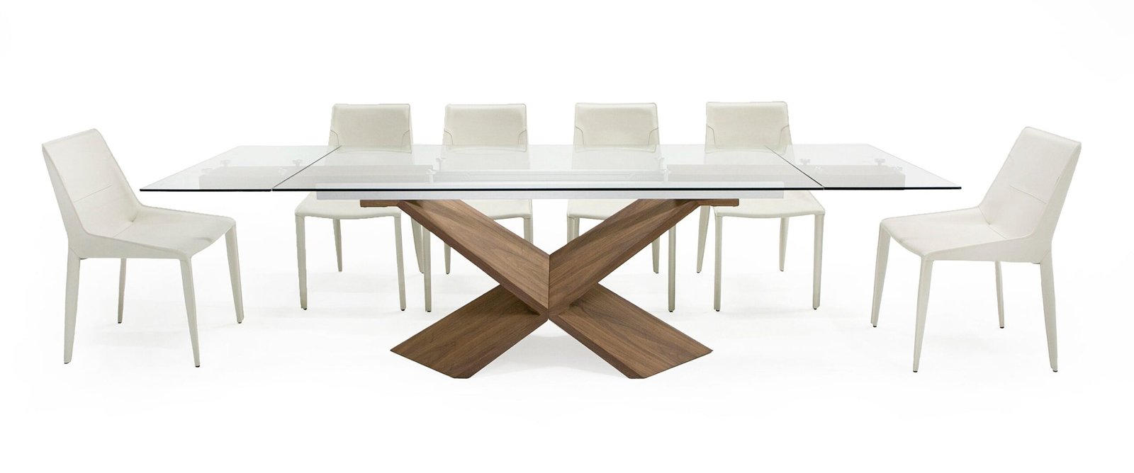 Modrest Scott - Modern Walnut and Glass Extendable 70.5"/106" Dining Table - Image 4
