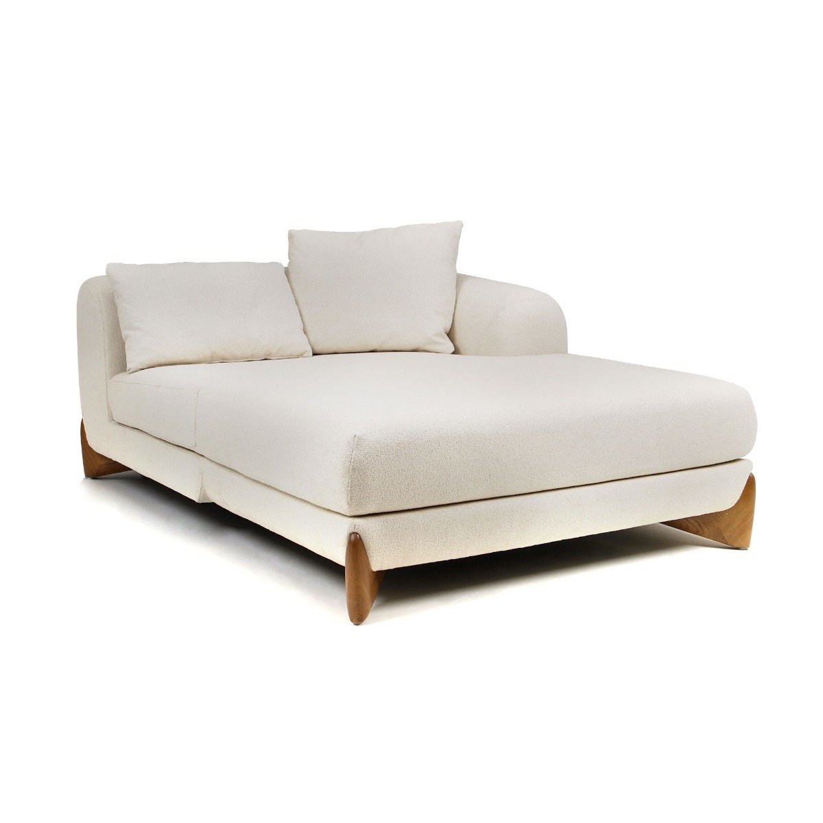 Modrest Fleury - Contemporary Cream Fabric and Walnut RAF Sectional Sofa - Image 2