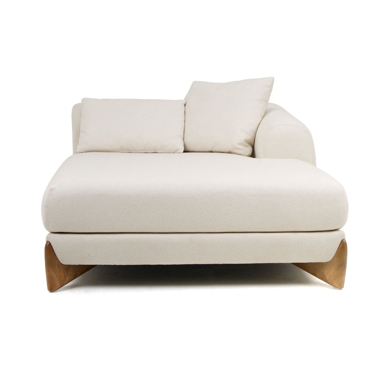 Modrest Fleury - Contemporary Cream Fabric and Walnut RAF Sectional Sofa - Image 3
