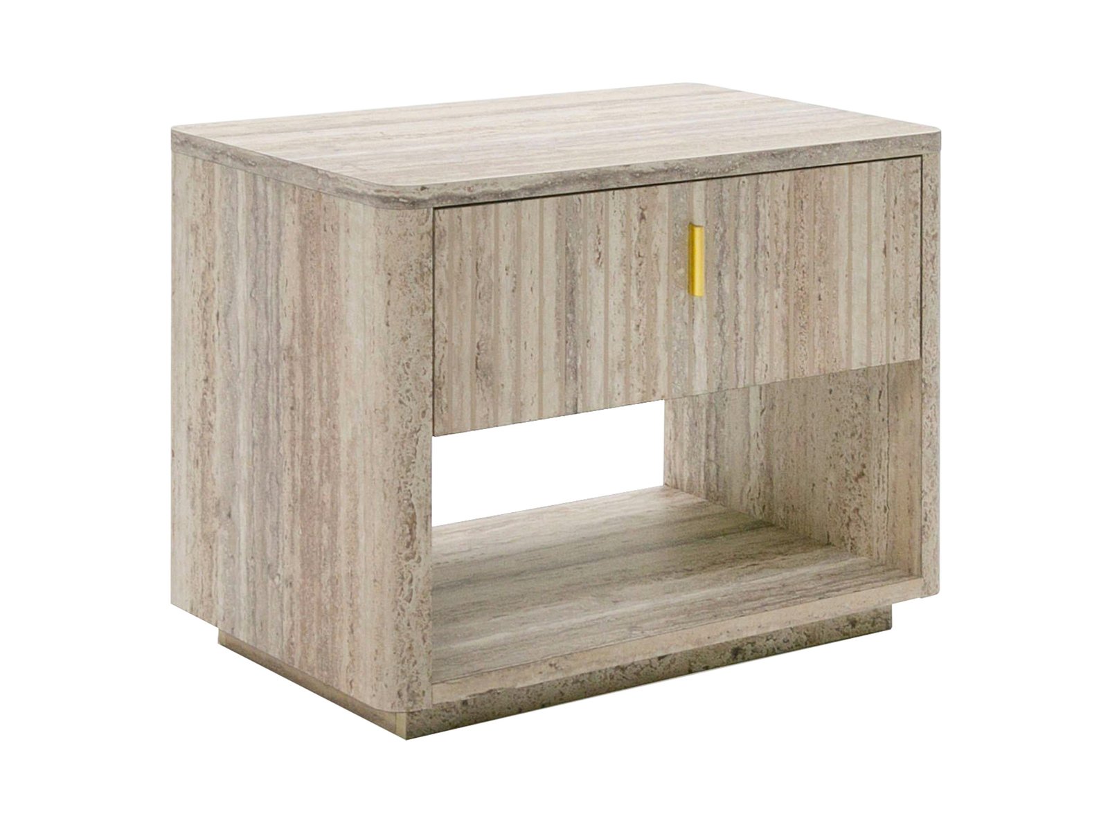 Nova Domus Roma - Modern Faux Travertine + Gold Nightstand - Image 4