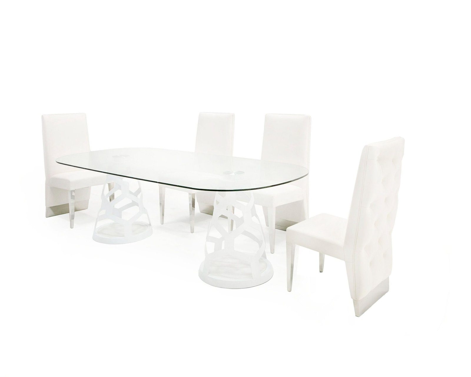 Modrest Lilly - Modern White and 15mm Glass Rectangular Dining Table - Image 2