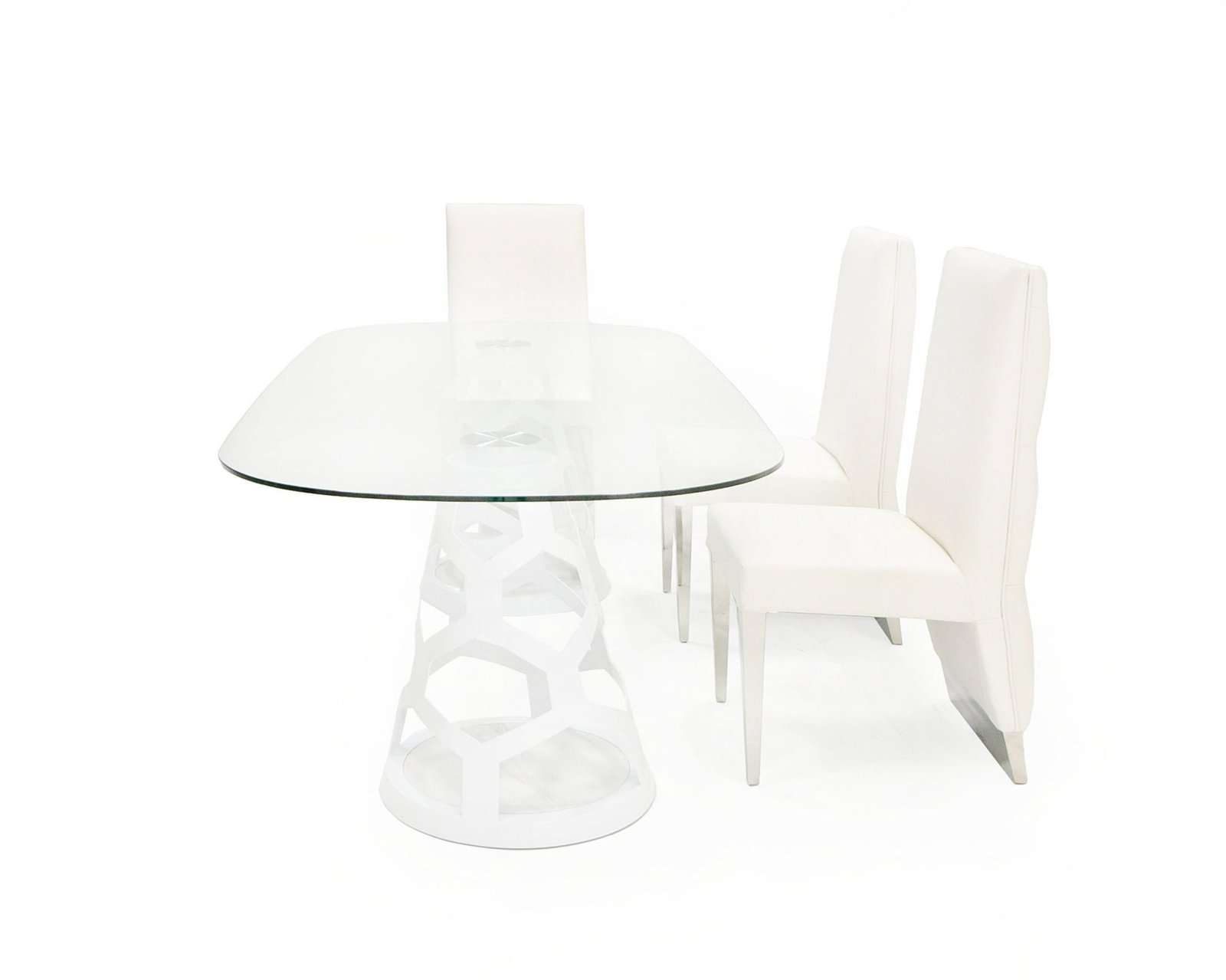 Modrest Lilly - Modern White and 15mm Glass Rectangular Dining Table - Image 3