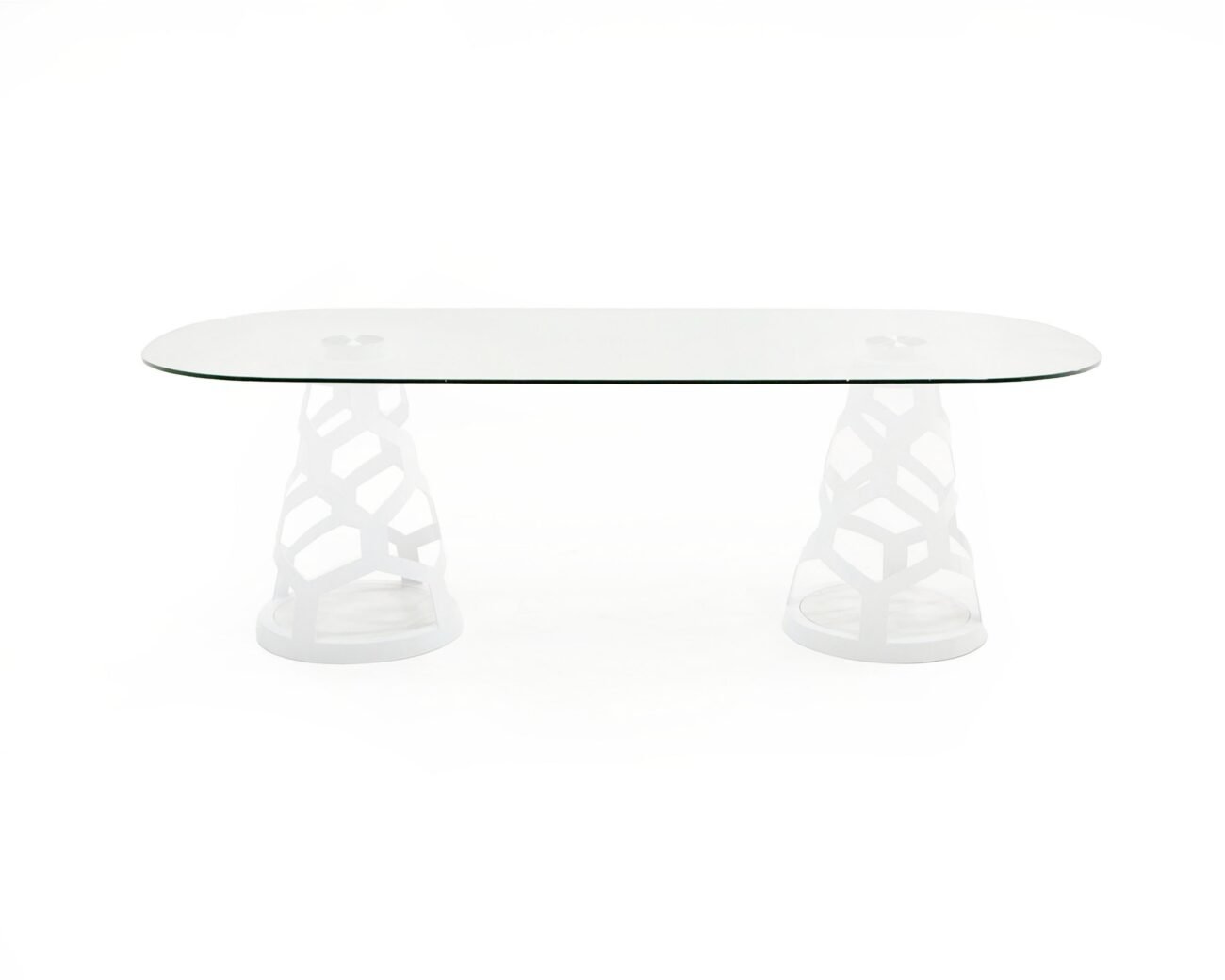 Modrest Lilly - Modern White and 15mm Glass Rectangular Dining Table - Image 4