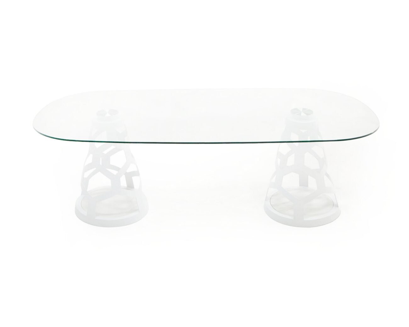 Modrest Lilly - Modern White and 15mm Glass Rectangular Dining Table - Image 5