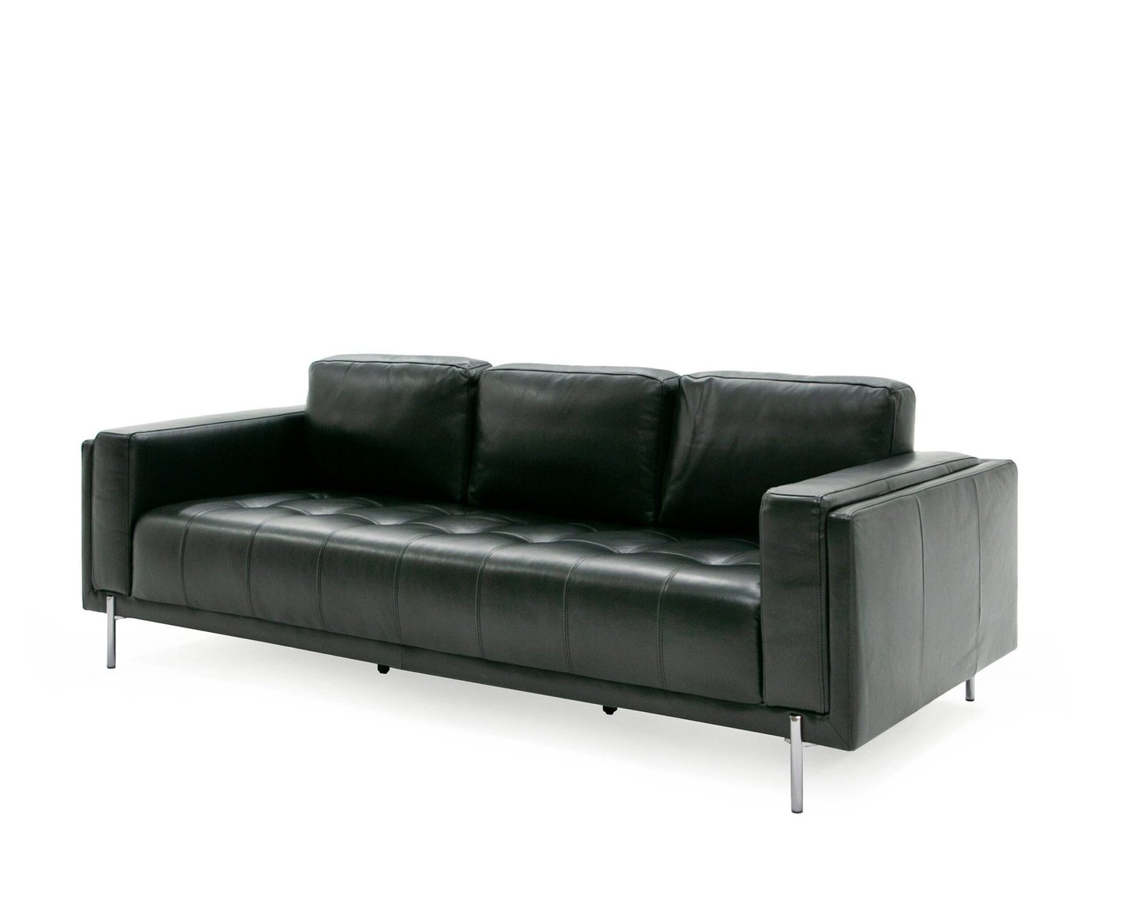 Divani Casa Schmidt - Modern Black Leather Sofa + 2 Chairs - Image 3