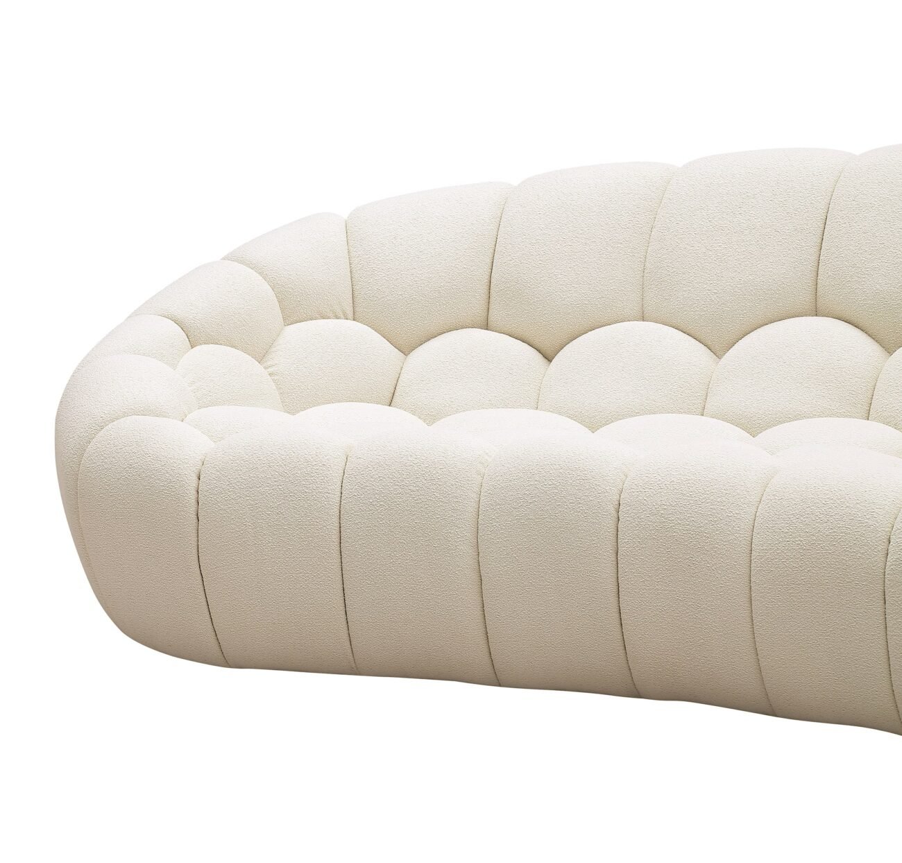 Divani Casa Yolonda - Modern Curved Off-White Fabric Sofa - Image 2