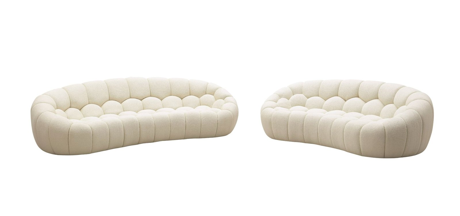 Divani Casa Yolonda - Modern Curved Off-White Fabric Loveseat - Image 3