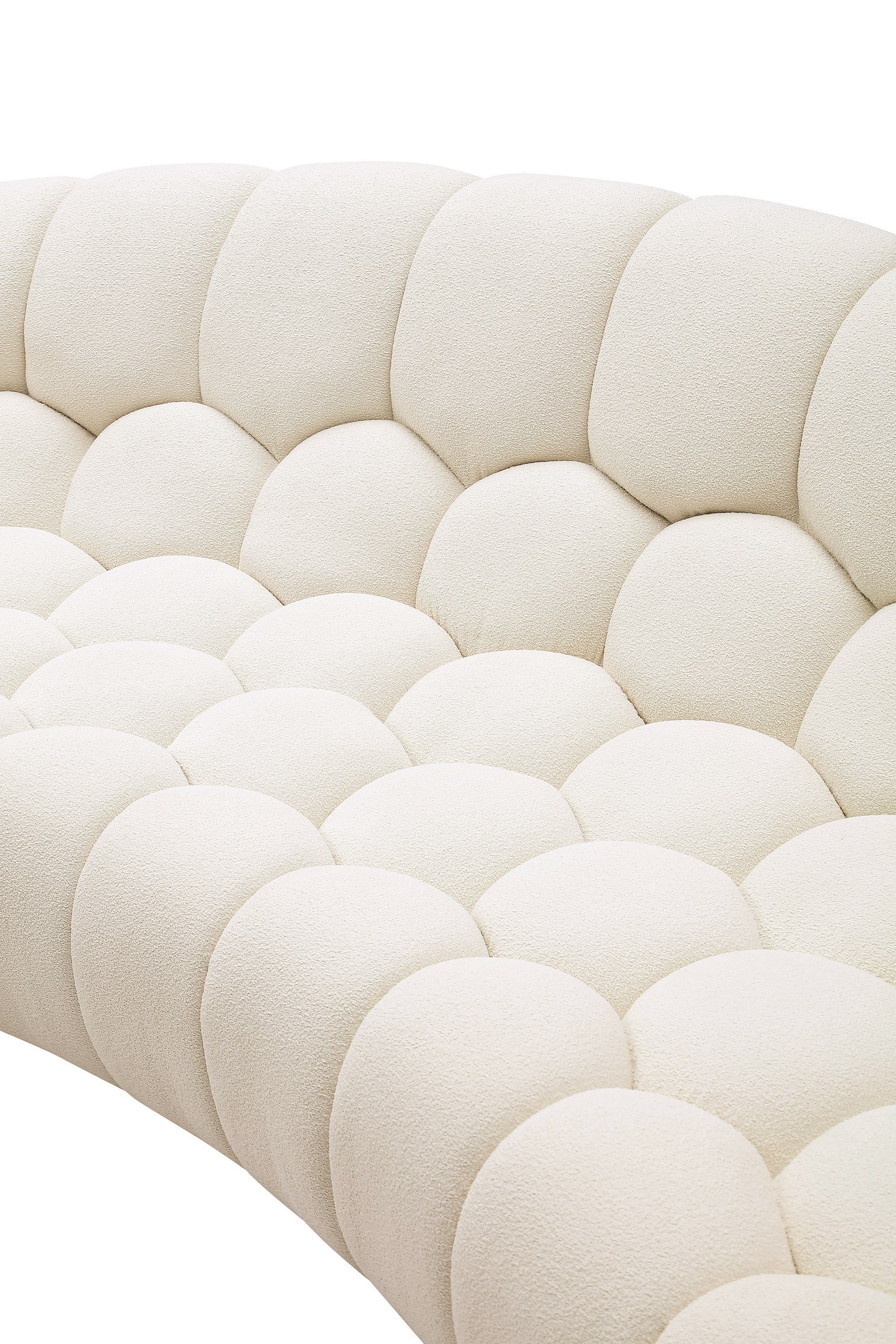 Divani Casa Yolonda - Modern Curved Off-White Fabric Sofa - Image 3