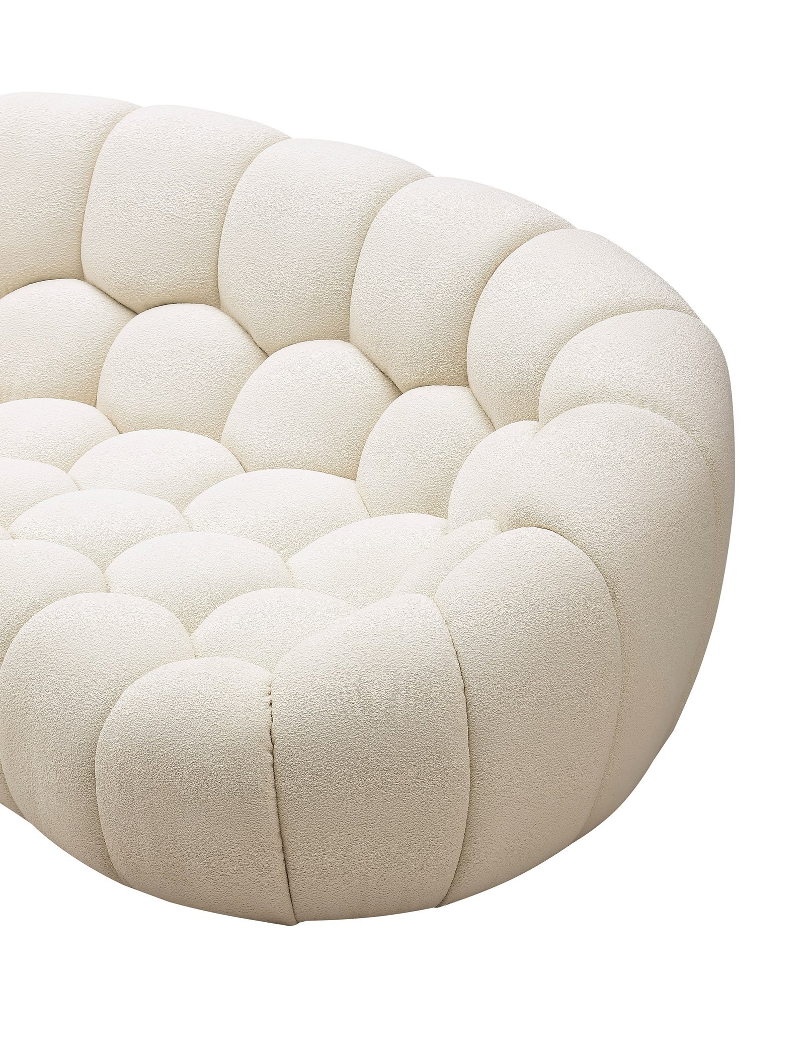Divani Casa Yolonda - Modern Curved Off-White Fabric Loveseat - Image 2