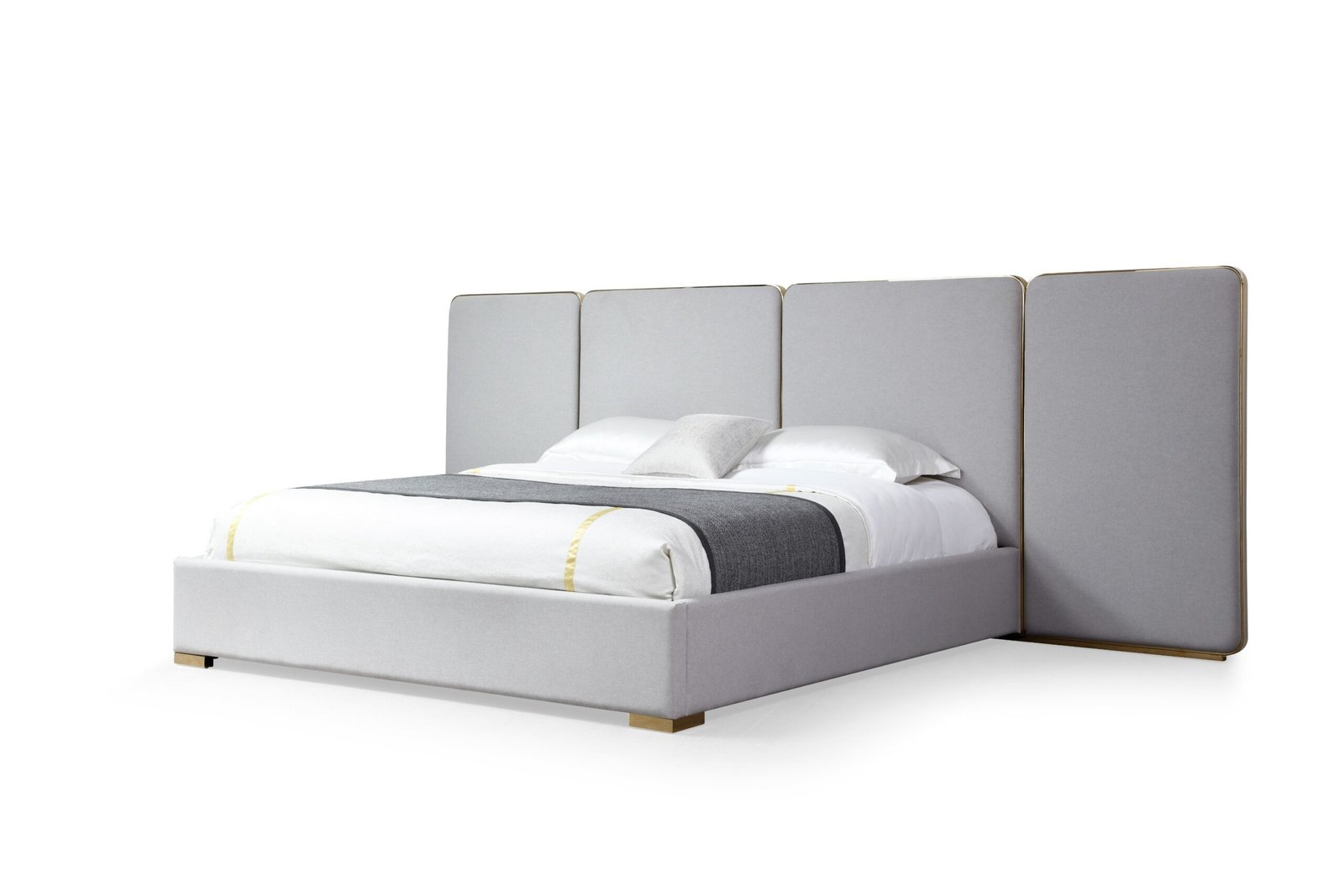 Modrest Athena & Rothsay - Modern Grey Fabric + Wenge + Gold Bedroom Set - Image 2