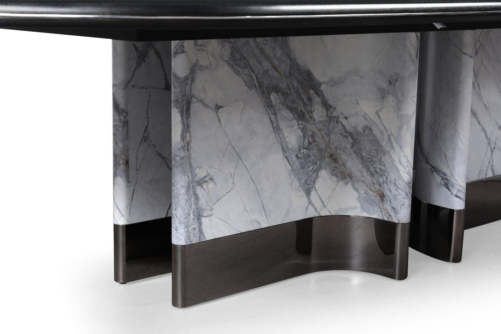 Modrest Renfew - Modern Black Oak + Faux Marble Oval Dining Table - Image 3