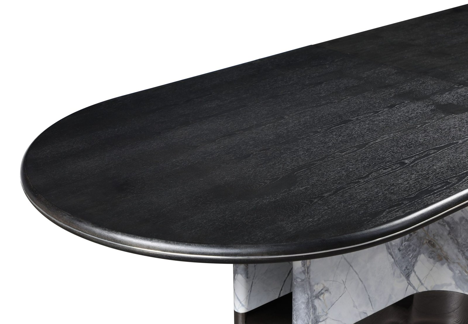 Modrest Renfew - Modern Black Oak + Faux Marble Oval Dining Table - Image 2