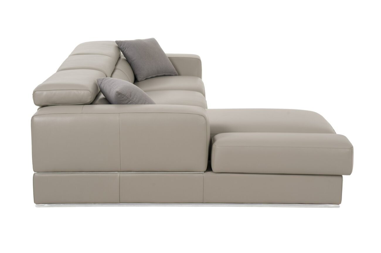 Divani Casa Pella  Mini - Modern Grey Italian Leather Left Facing Sectional Sofa - Image 4