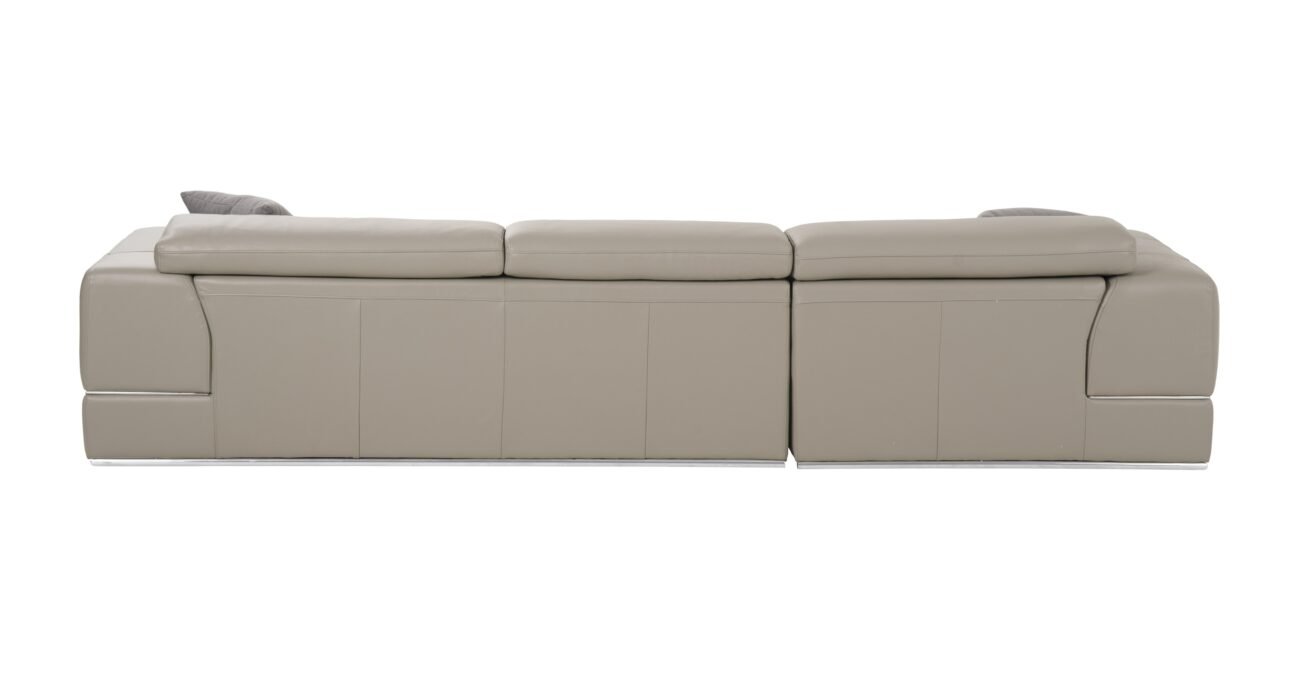 Divani Casa Pella  Mini - Modern Grey Italian Leather Left Facing Sectional Sofa - Image 5