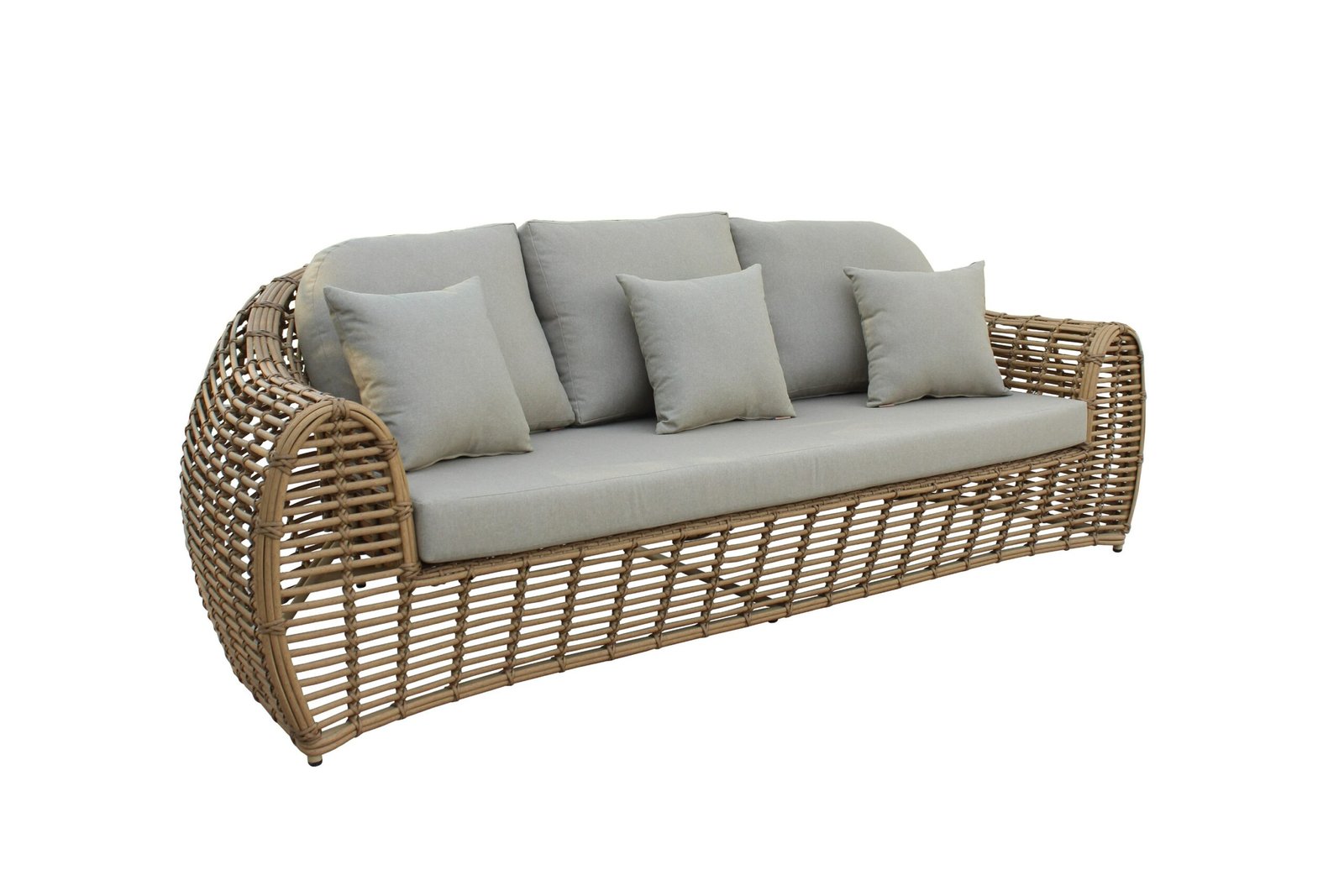 Renava Sandra - Outdoor Beige + Wicker Sofa Set With End Table