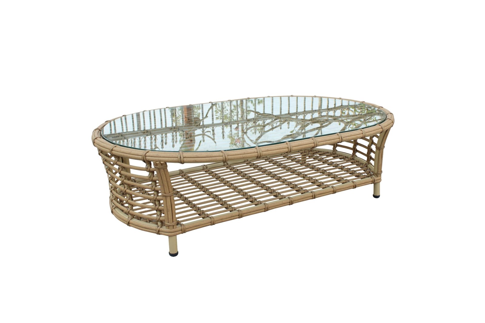 Renava Sandra - Outdoor Beige + Wicker Sofa Set With End Table - Image 3