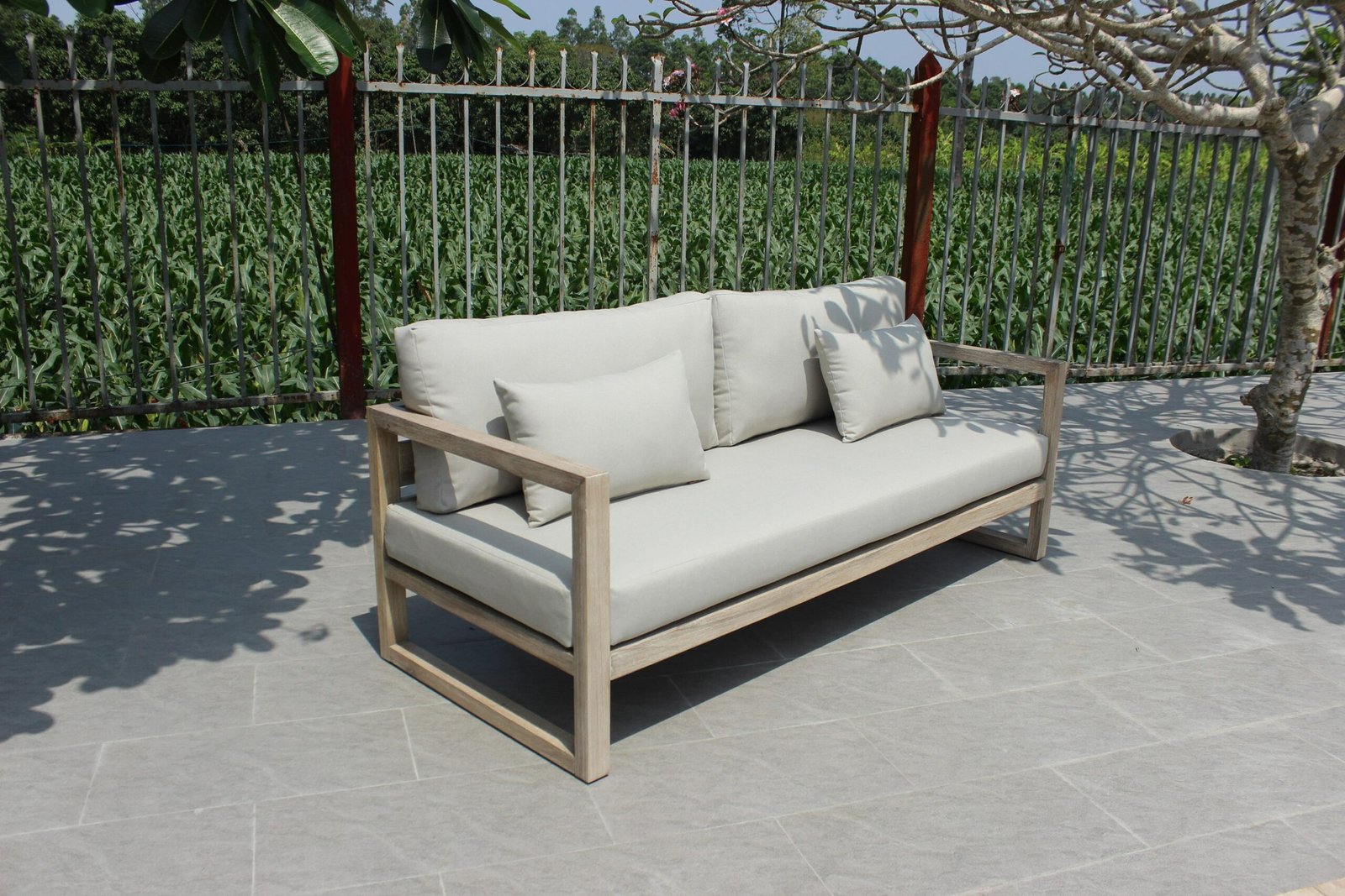 Renava Calm - Outdoor Grey + Acacia Sofa Set - Image 2