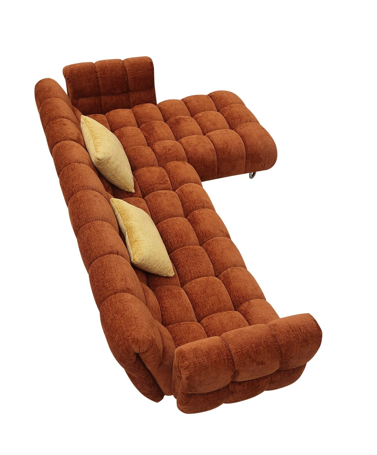Divani Casa Jacinda - Modern Burnt Orange Fabric Right Facing Sectional Sofa + 2 Yellow Pillows - Image 3