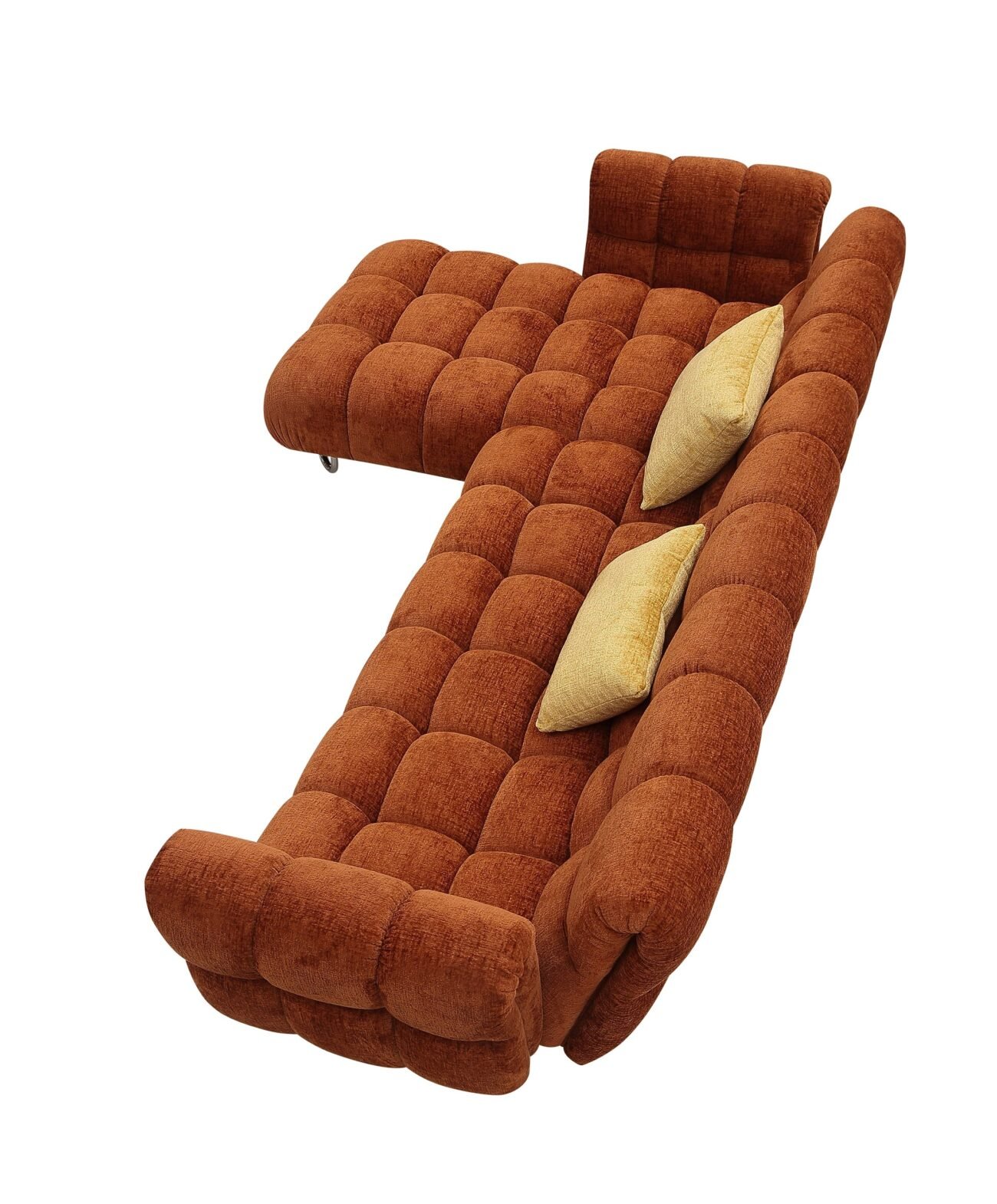 Divani Casa Jacinda - Modern Burnt Orange Fabric Left Facing Sectional Sofa + 2 Yellow Pillows - Image 3