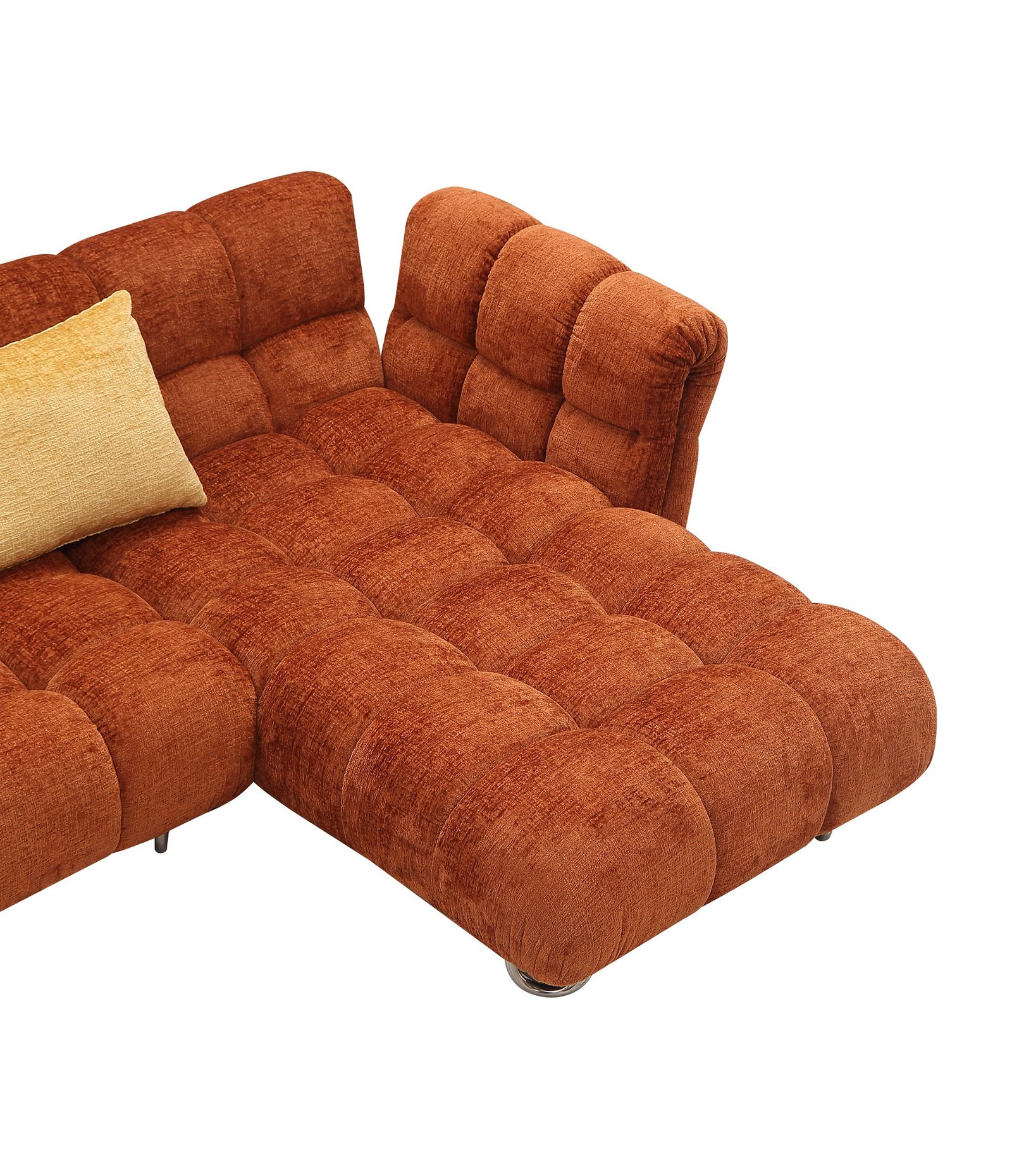 Divani Casa Jacinda - Modern Burnt Orange Fabric Right Facing Sectional Sofa + 2 Yellow Pillows - Image 4
