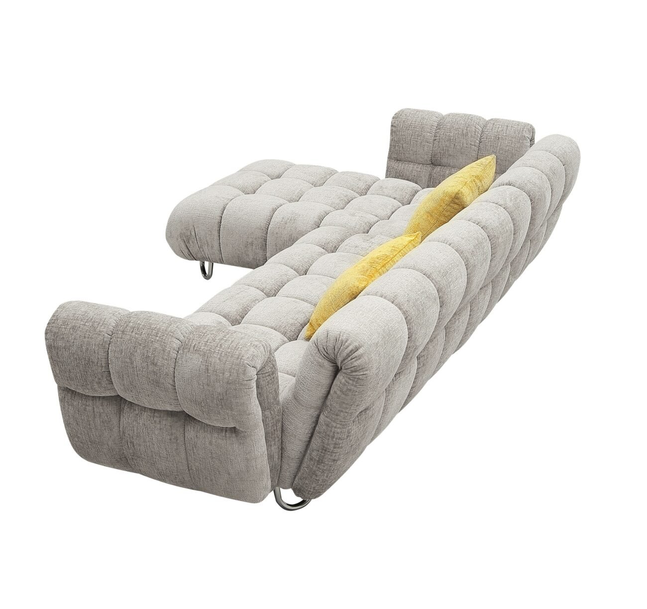 Divani Casa Jacinda - Modern Grey Fabric Left Facing Sectional Sofa with 2 Yellow Pillows - Image 4
