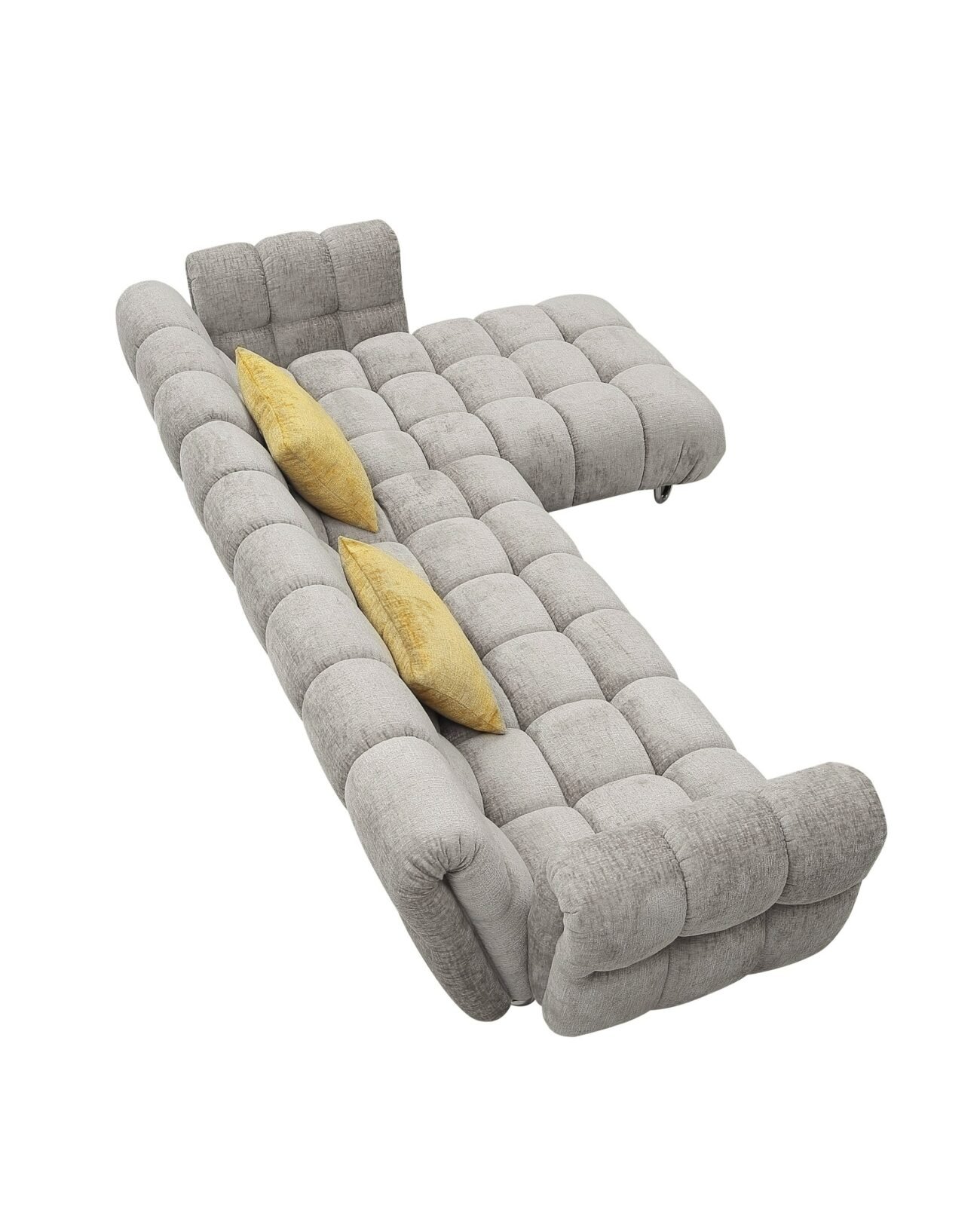 Divani Casa Jacinda - Modern Grey Fabric Right Facing Sectional Sofa with 2 Yellow Pillows - Image 5