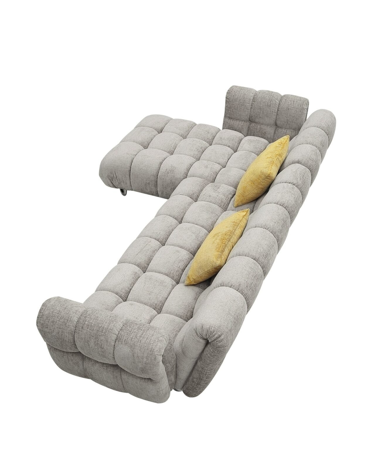 Divani Casa Jacinda - Modern Grey Fabric Left Facing Sectional Sofa with 2 Yellow Pillows - Image 5