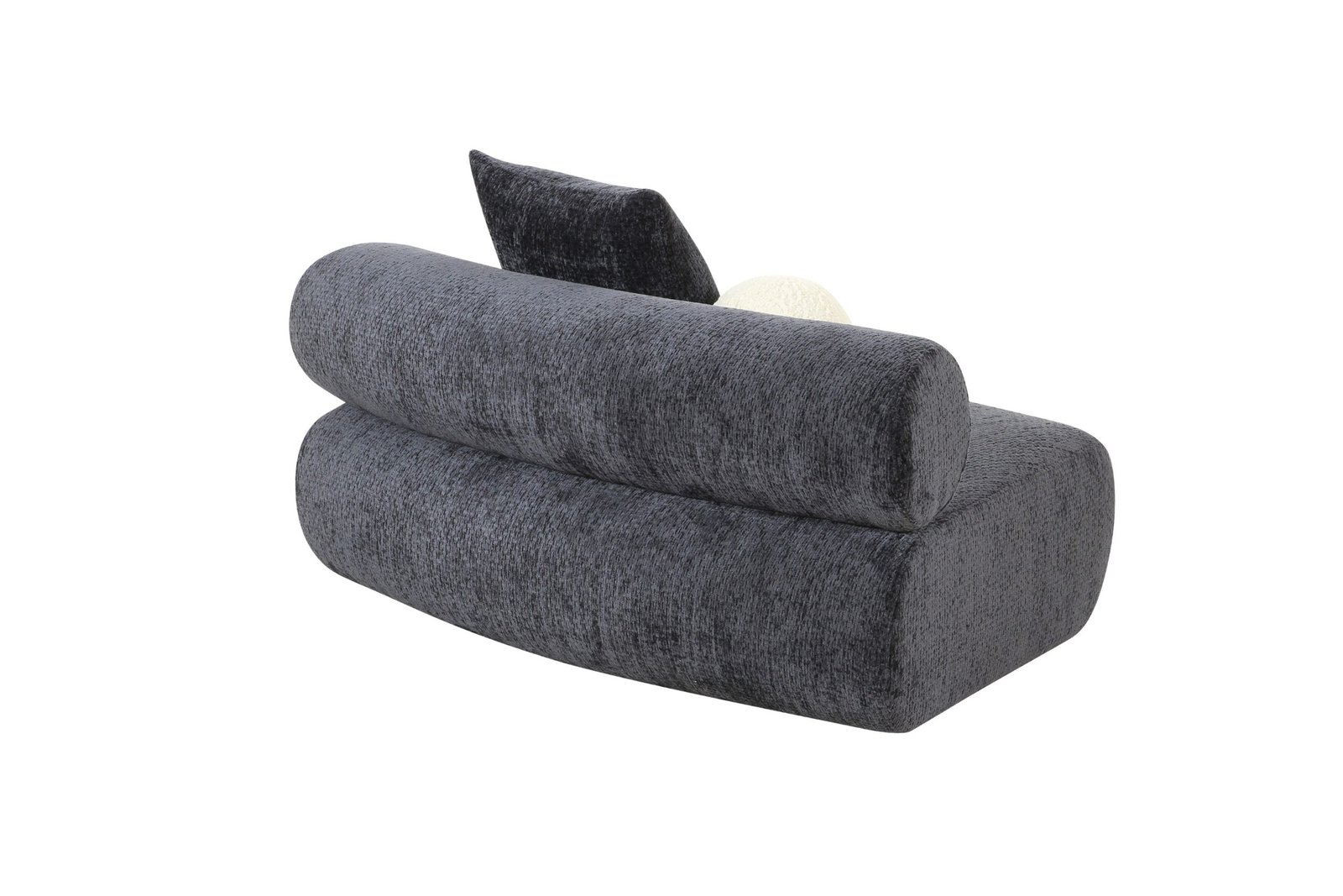 Divani Casa Simpson - Contemporary Dark Grey Fabric Curved Modular Armless Seat with Throw Pillows - Image 2