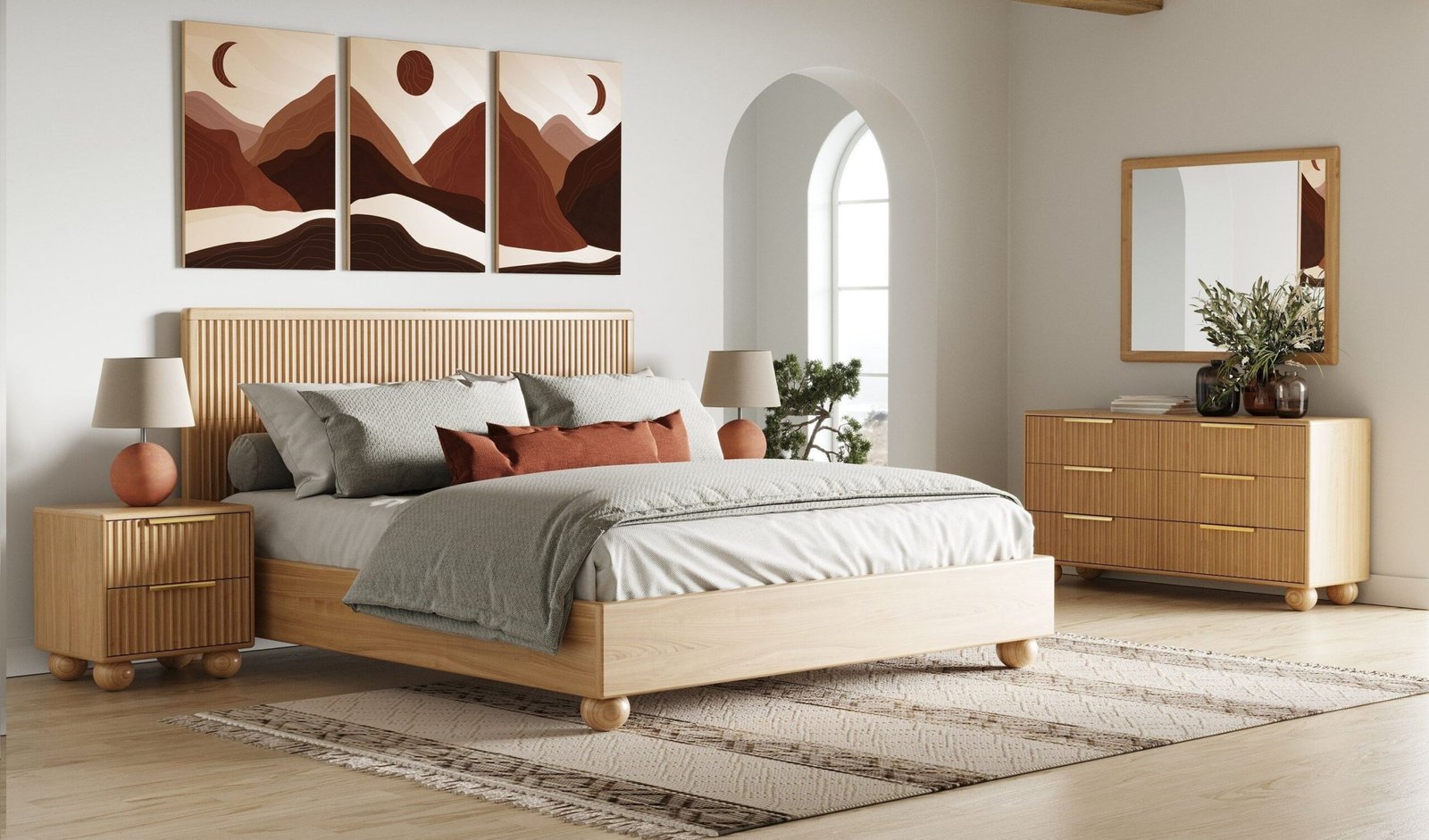 Modrest Winters - Modern Natural Oak 4-Piece Bedroom Set