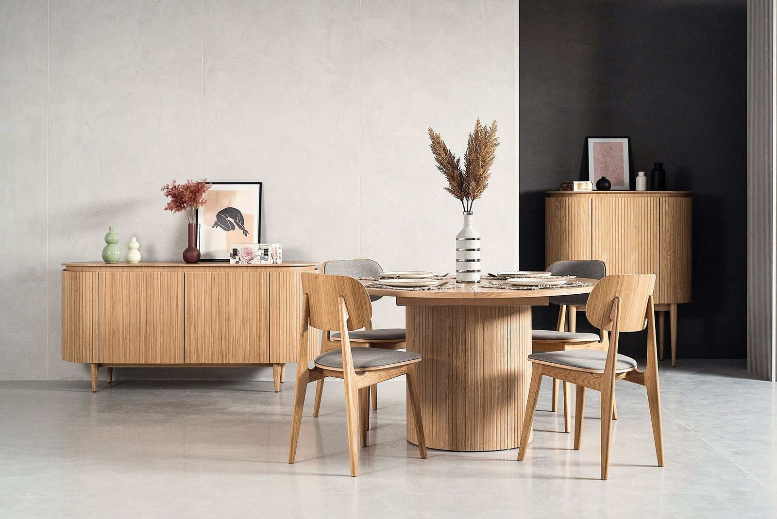 Modrest Miami - Modern Natural Oak Round Dining Table With Extension - Image 3