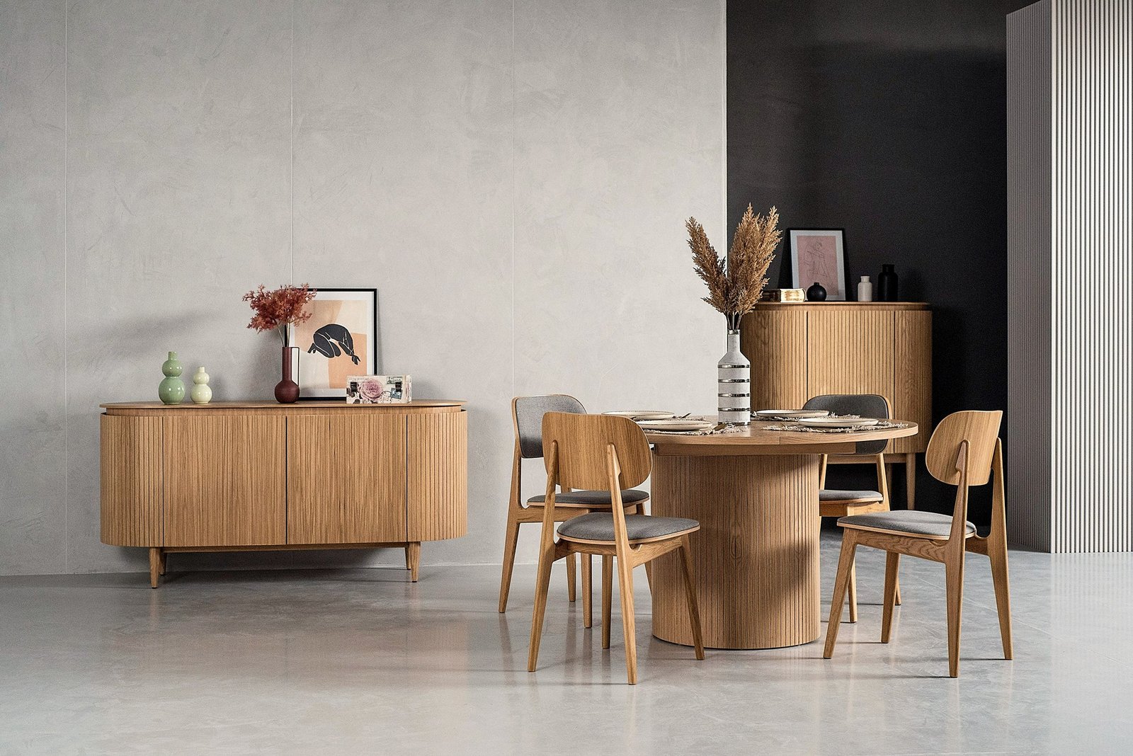 Modrest Miami - Modern Natural Oak Round Dining Table With Extension - Image 4