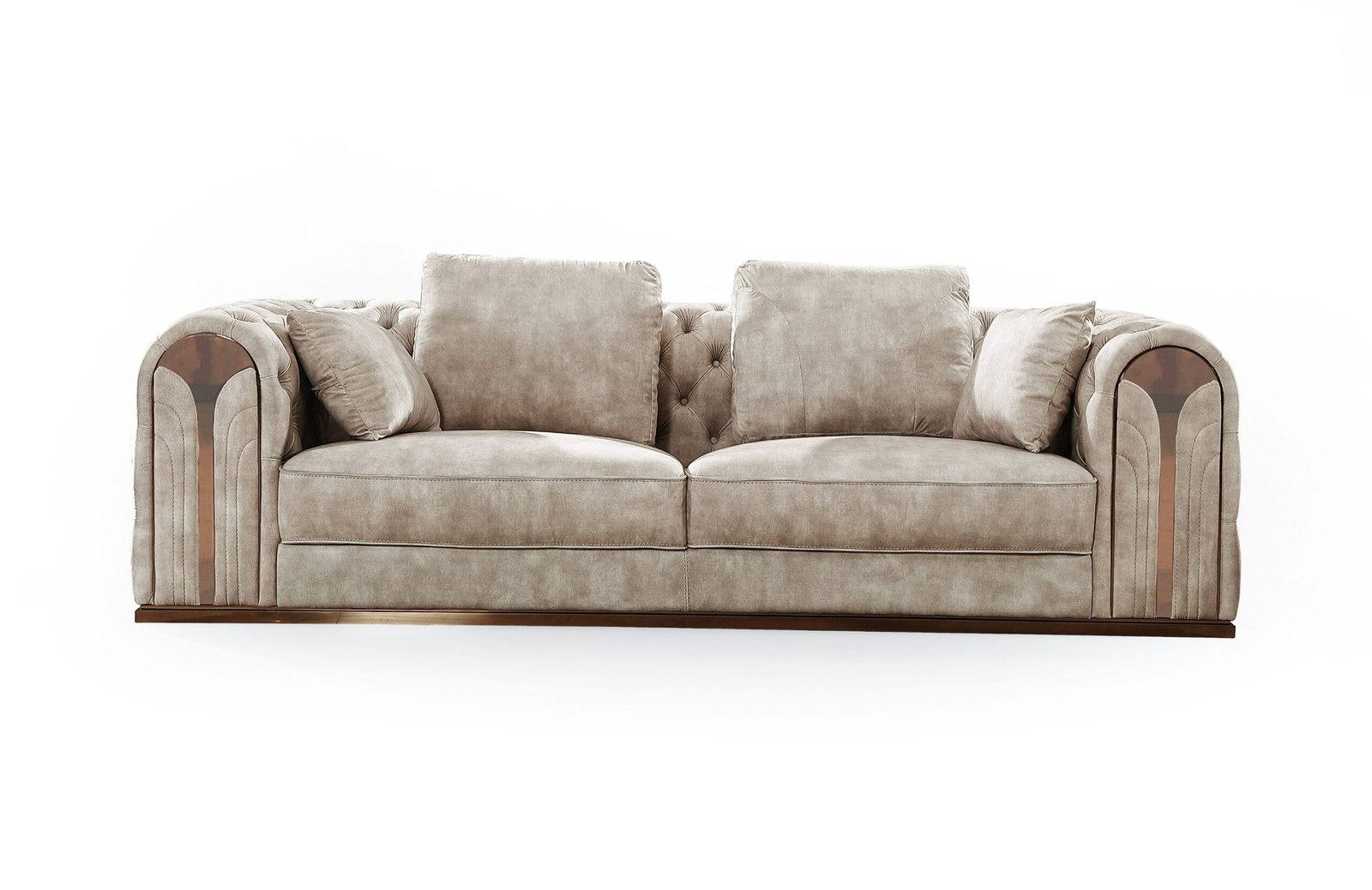 Divani Casa Dosie - Transitional Beige Velvet Sofa Set - Image 4
