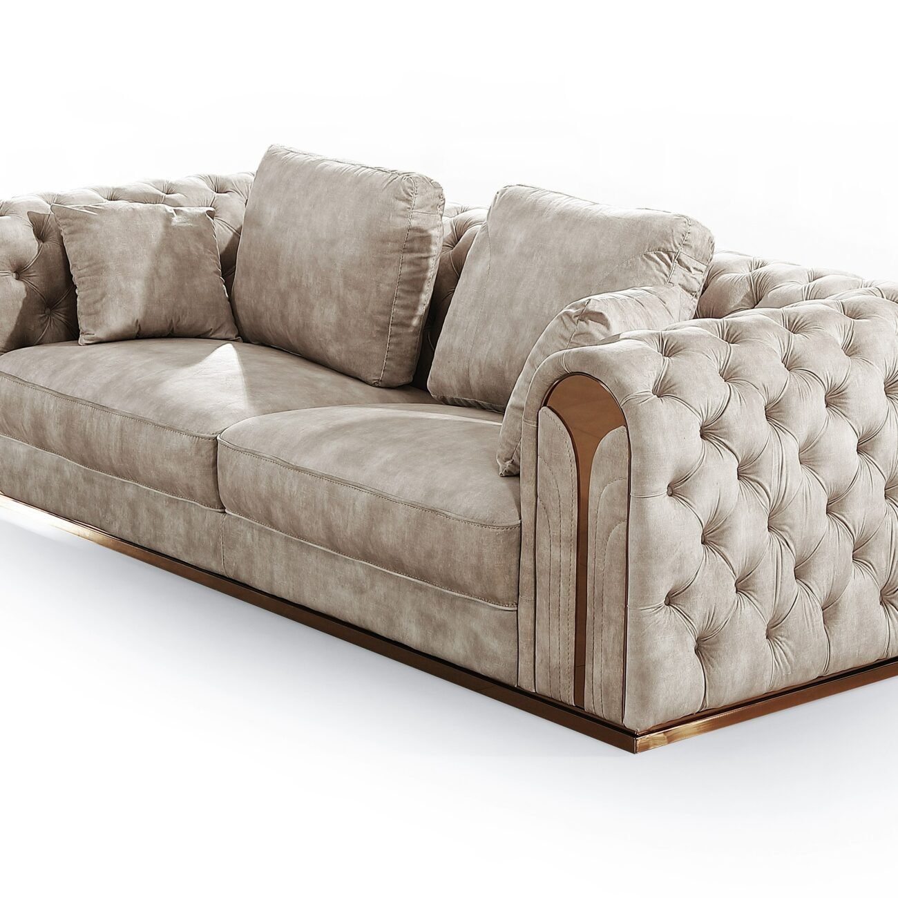 Divani Casa Dosie - Transitional Beige Velvet Sofa Set - Image 5