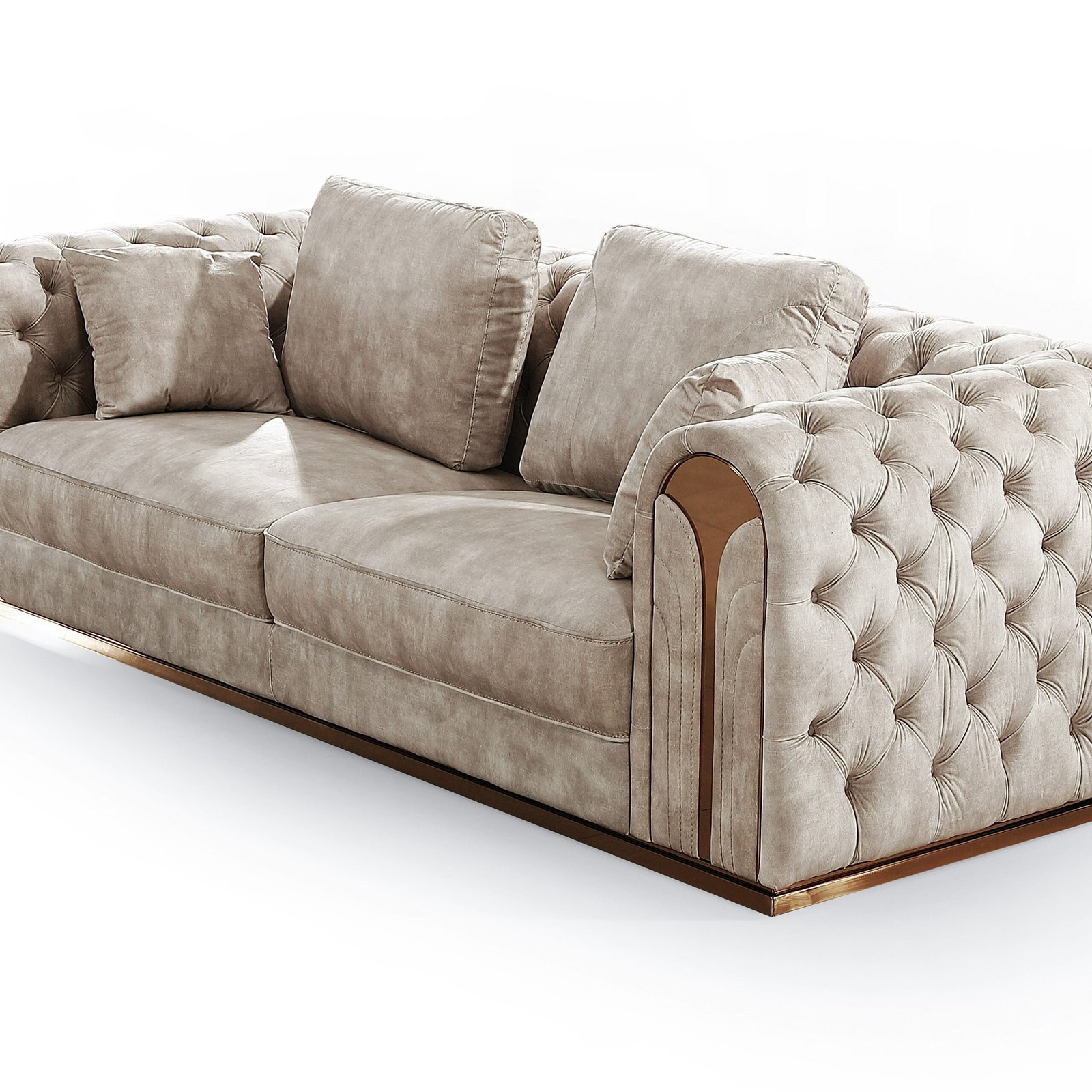 Divani Casa Dosie - Transitional Beige Velvet Sofa Set - Image 5