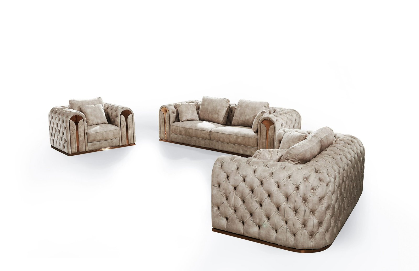 Divani Casa Dosie - Transitional Beige Velvet Sofa Set