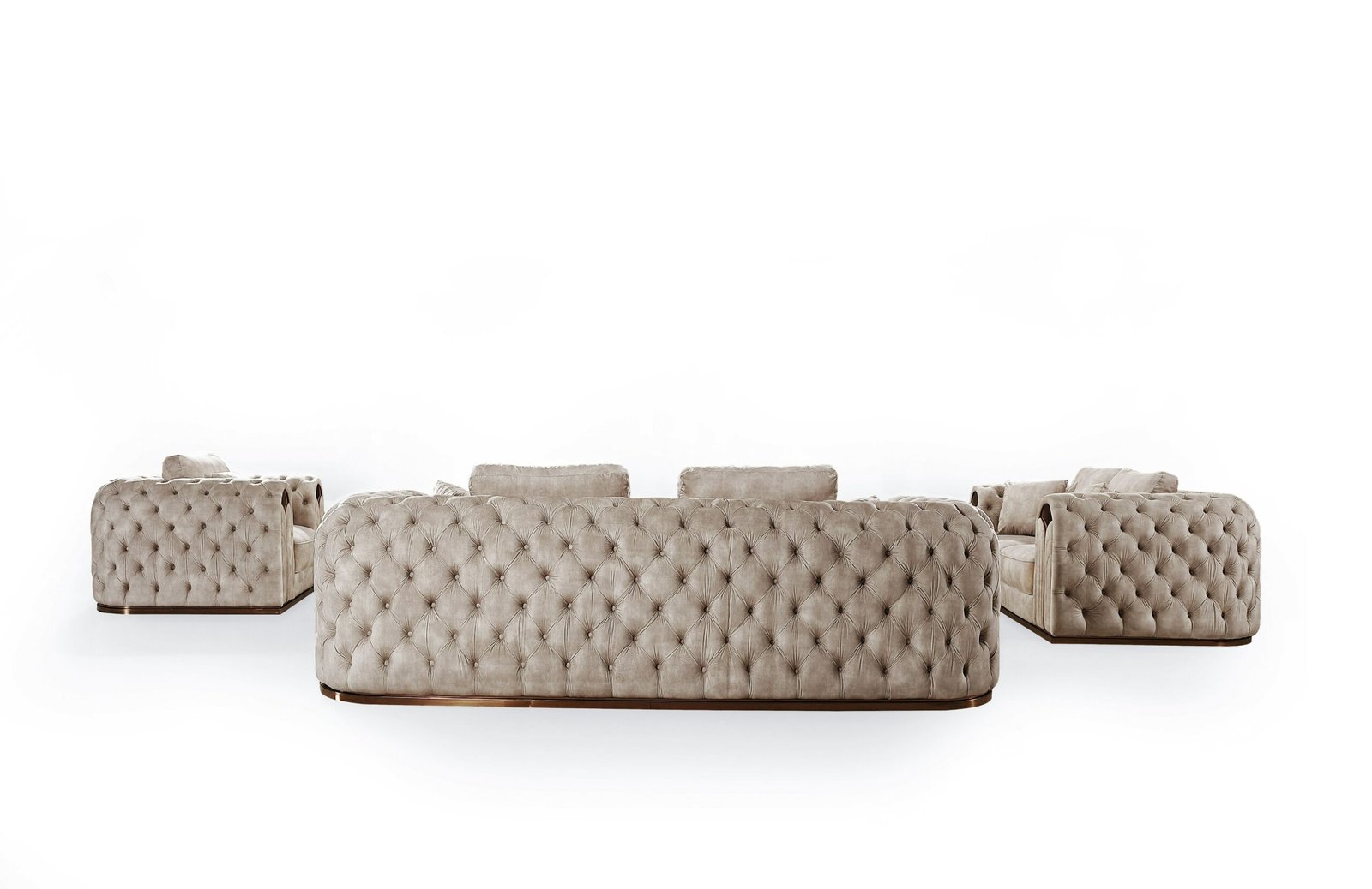 Divani Casa Dosie - Transitional Beige Velvet Sofa Set - Image 3