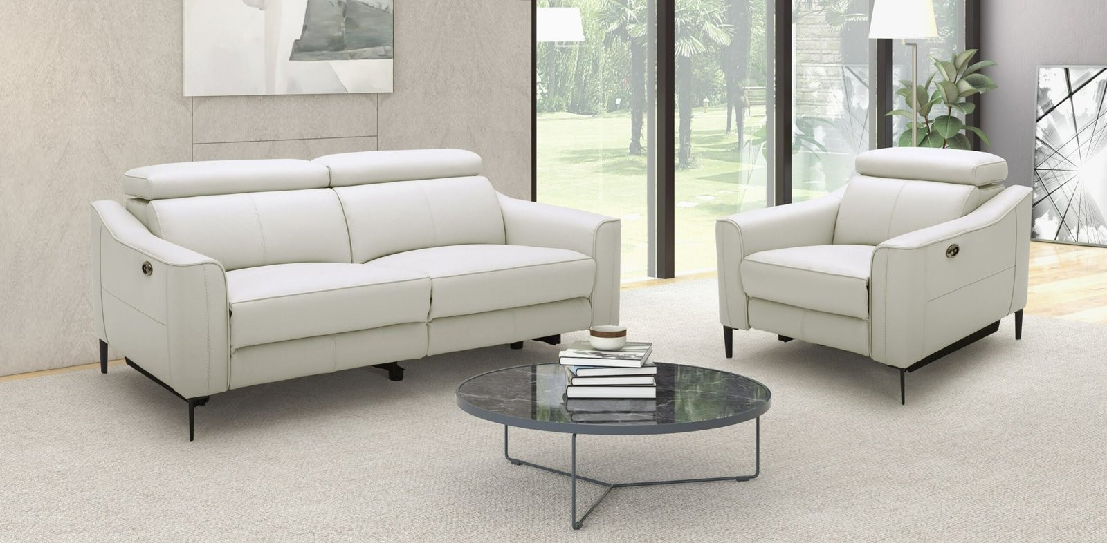 Divani Casa Eden - Modern White Leather Sofa With 2 Recliners - Image 4