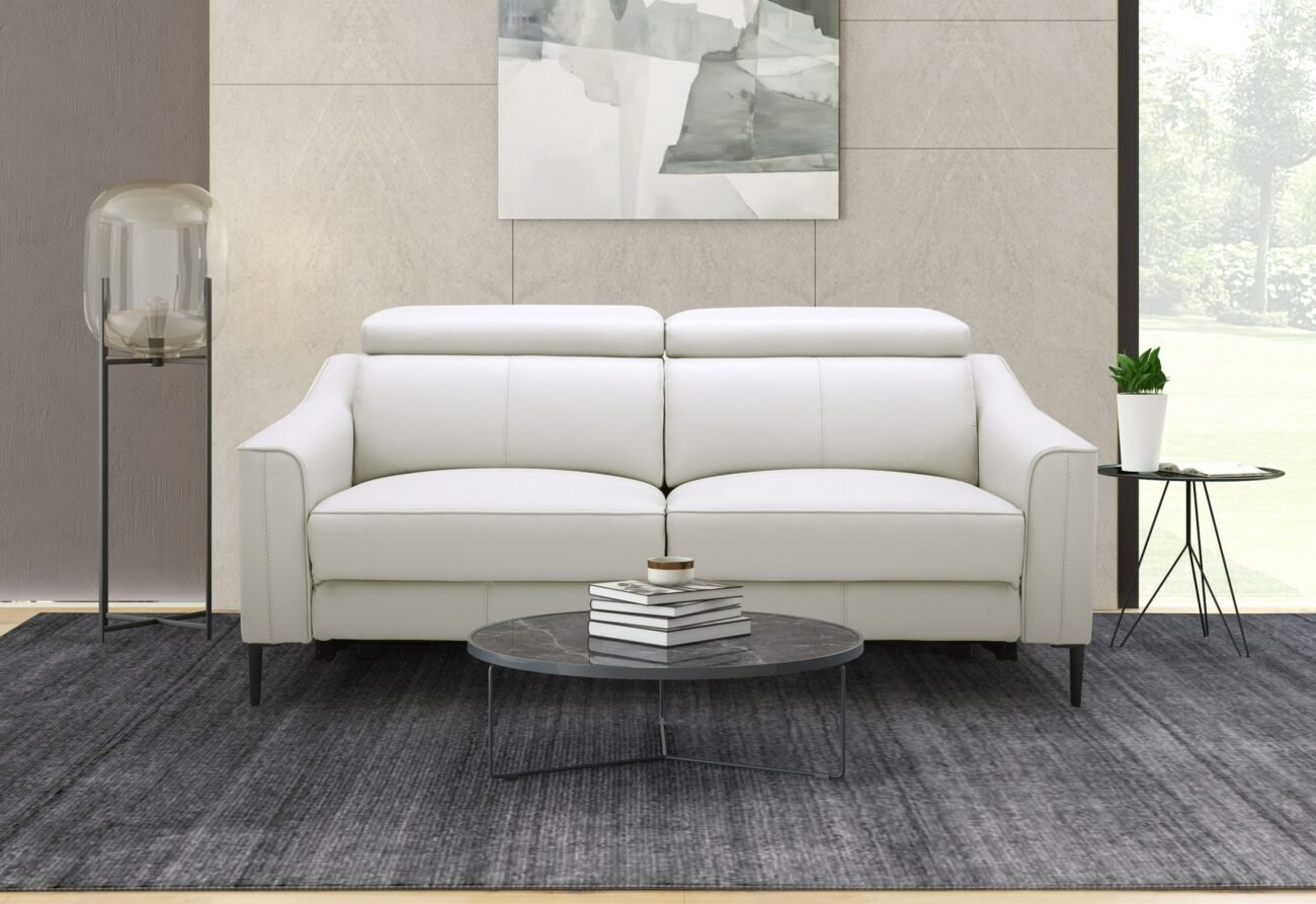Divani Casa Eden - Modern White Leather Sofa With 2 Recliners - Image 3