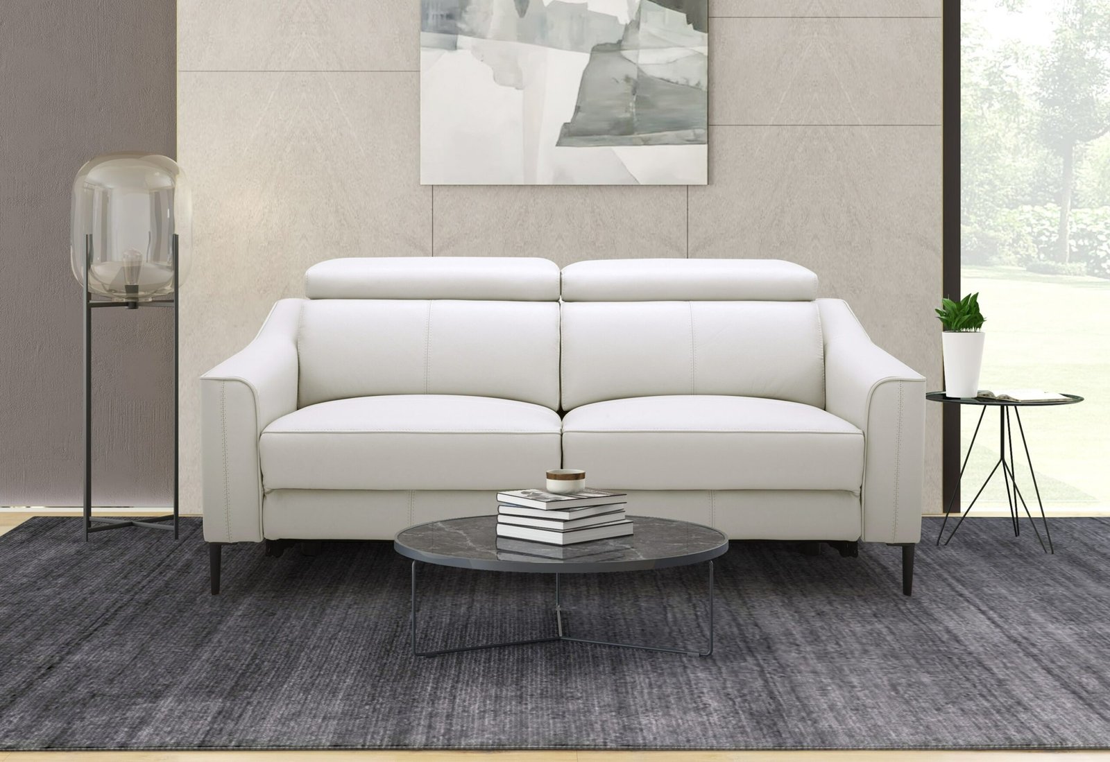 Divani Casa Eden - Modern White Leather Sofa With 2 Recliners - Image 3