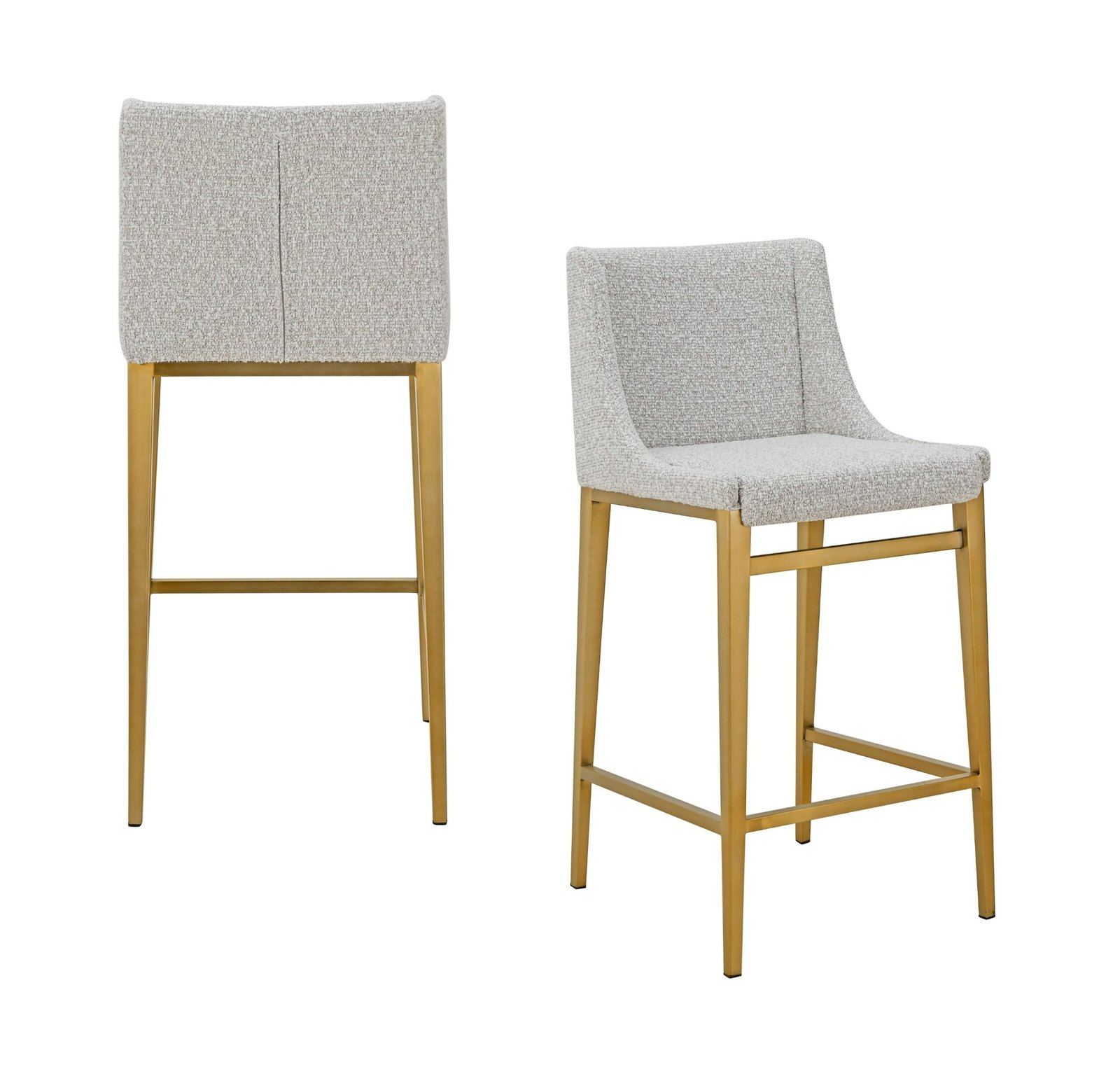 Modrest Mimi - Modern Light Grey Fabric + Antique Brass Counter Stool (Set of 2) - Image 4