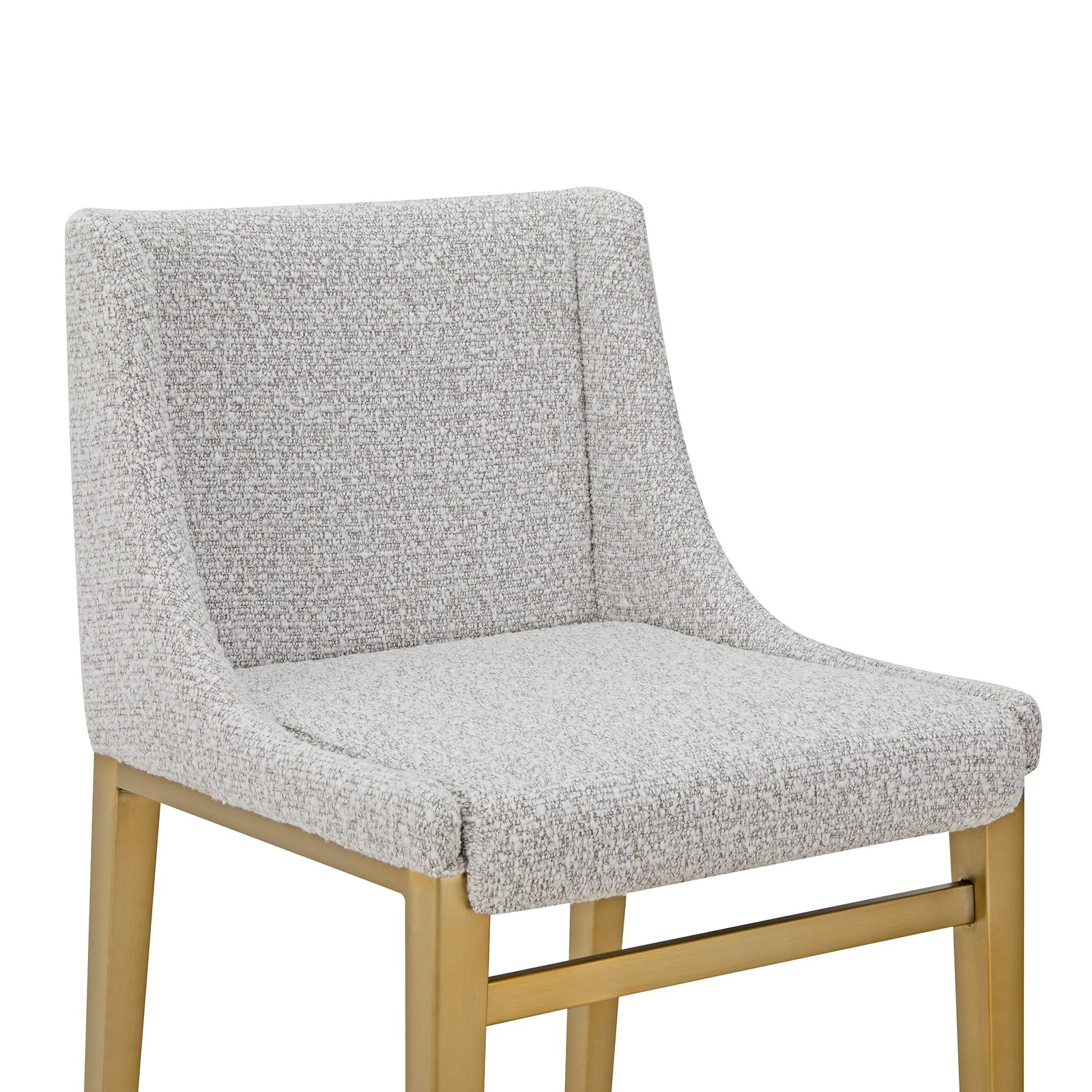 Modrest Mimi - Modern Light Grey Fabric + Antique Brass Counter Stool (Set of 2) - Image 3