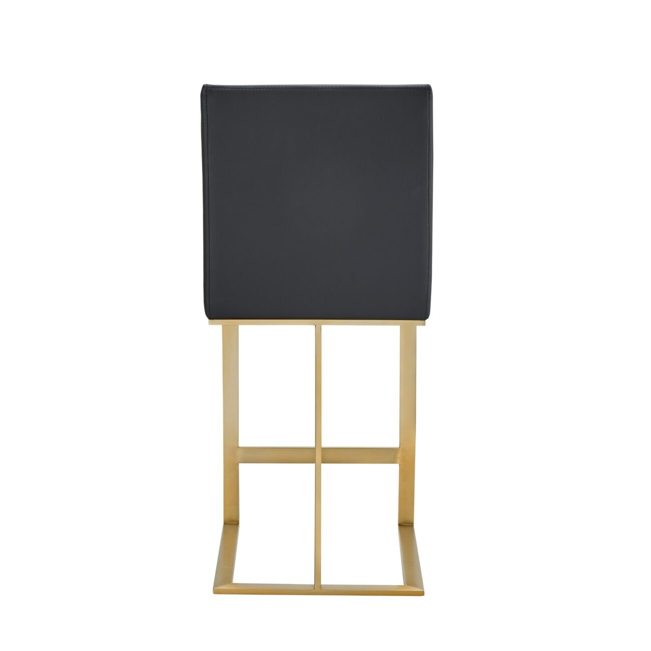 Modrest Frankie - Modern Dark Grey Vegan Lether + Antique Brass Counter Stool - Image 2