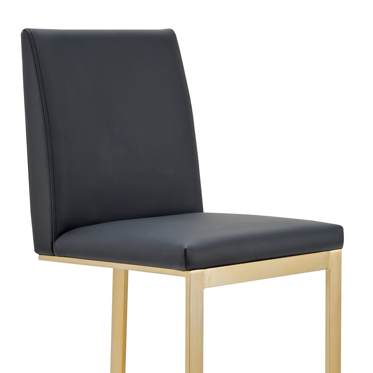 Modrest Frankie - Modern Dark Grey Vegan Lether + Antique Brass Counter Stool - Image 3