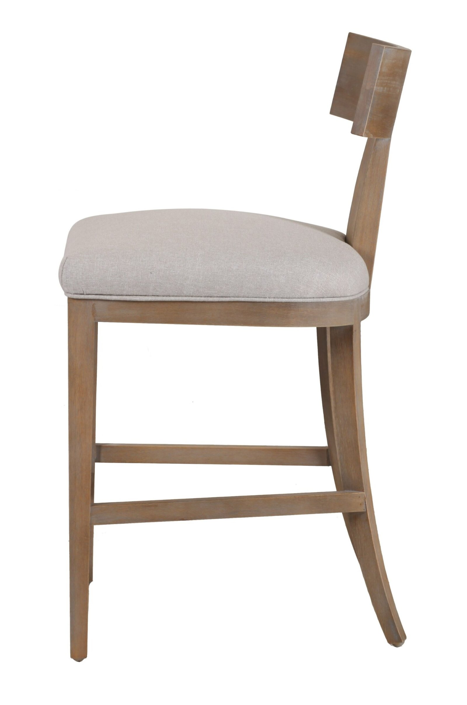 Modrest Fabien - Mid-Century Modern Beige Linen + Wood Counter Chair - Image 2