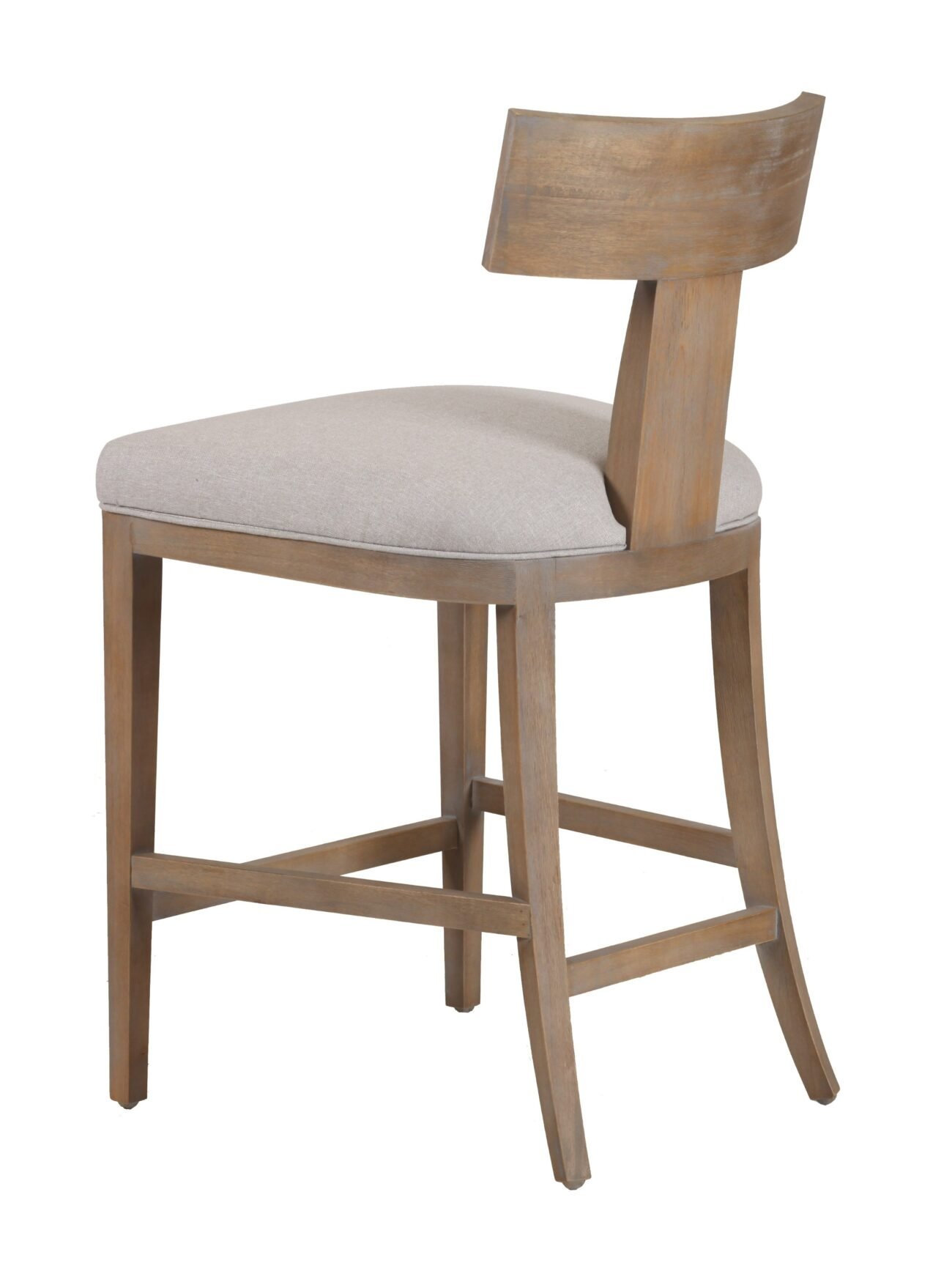 Modrest Fabien - Mid-Century Modern Beige Linen + Wood Counter Chair - Image 3