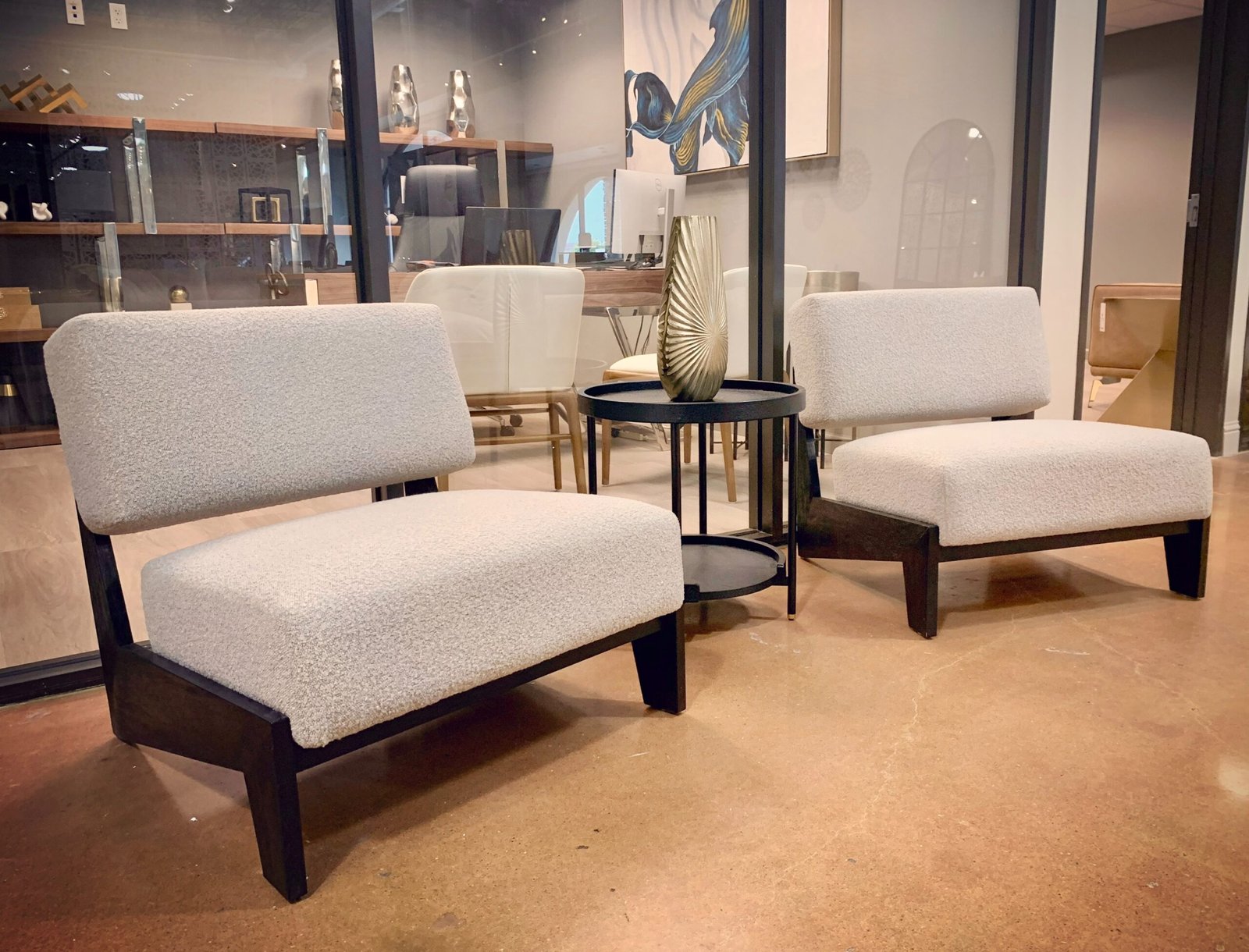 Modrest Tucker - Mid-Century Modern Light Grey Fabric + Black Walnut Accent Chair - Image 5